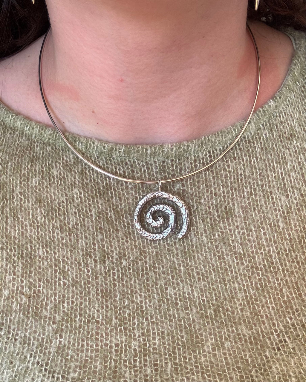 Cuttlebone Spiral Wire Necklace