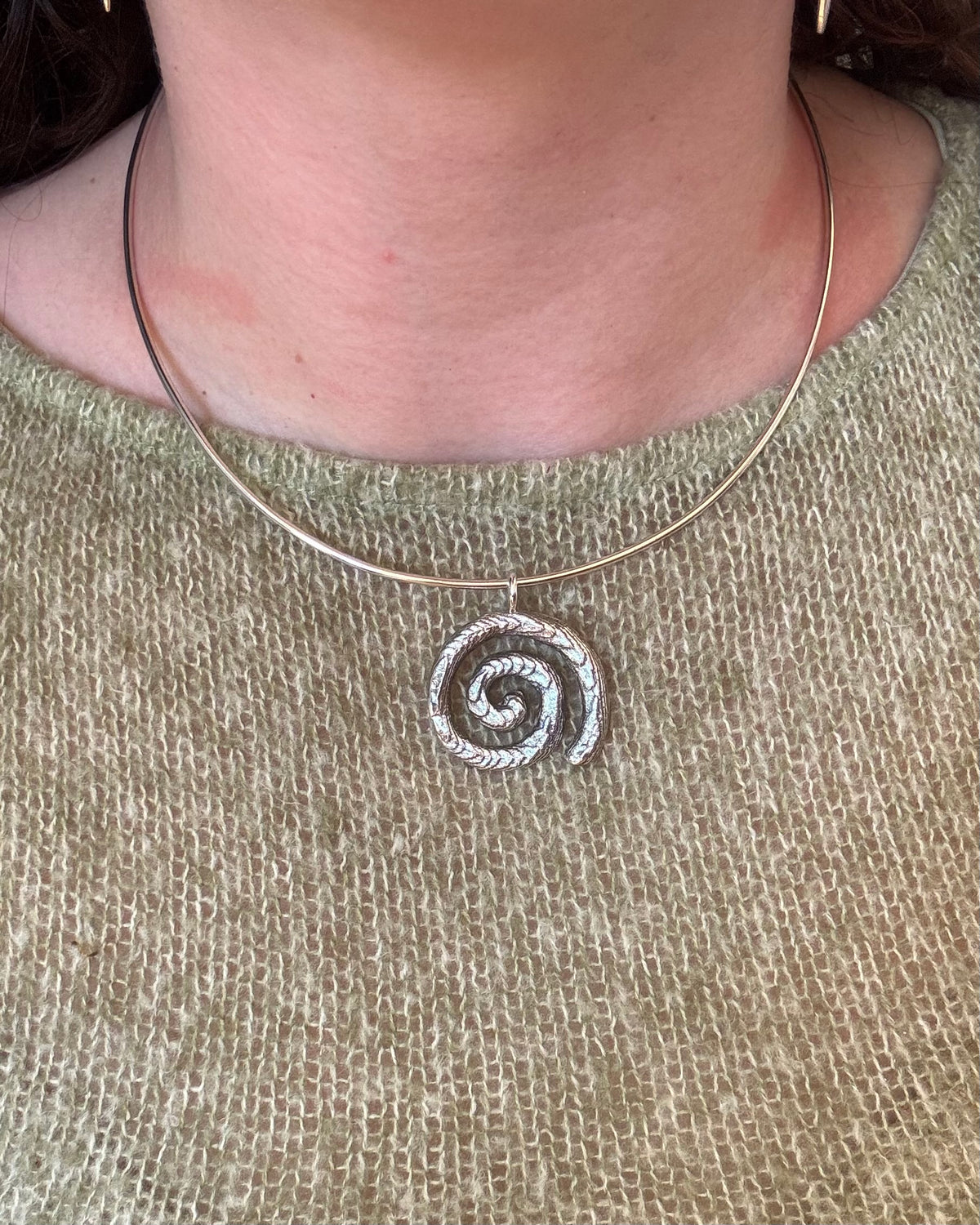 Cuttlebone Spiral Wire Necklace