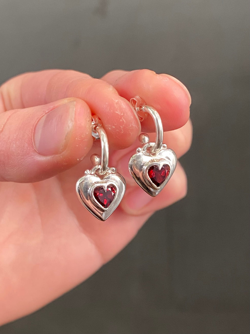 Locket Love Earrings Garnet