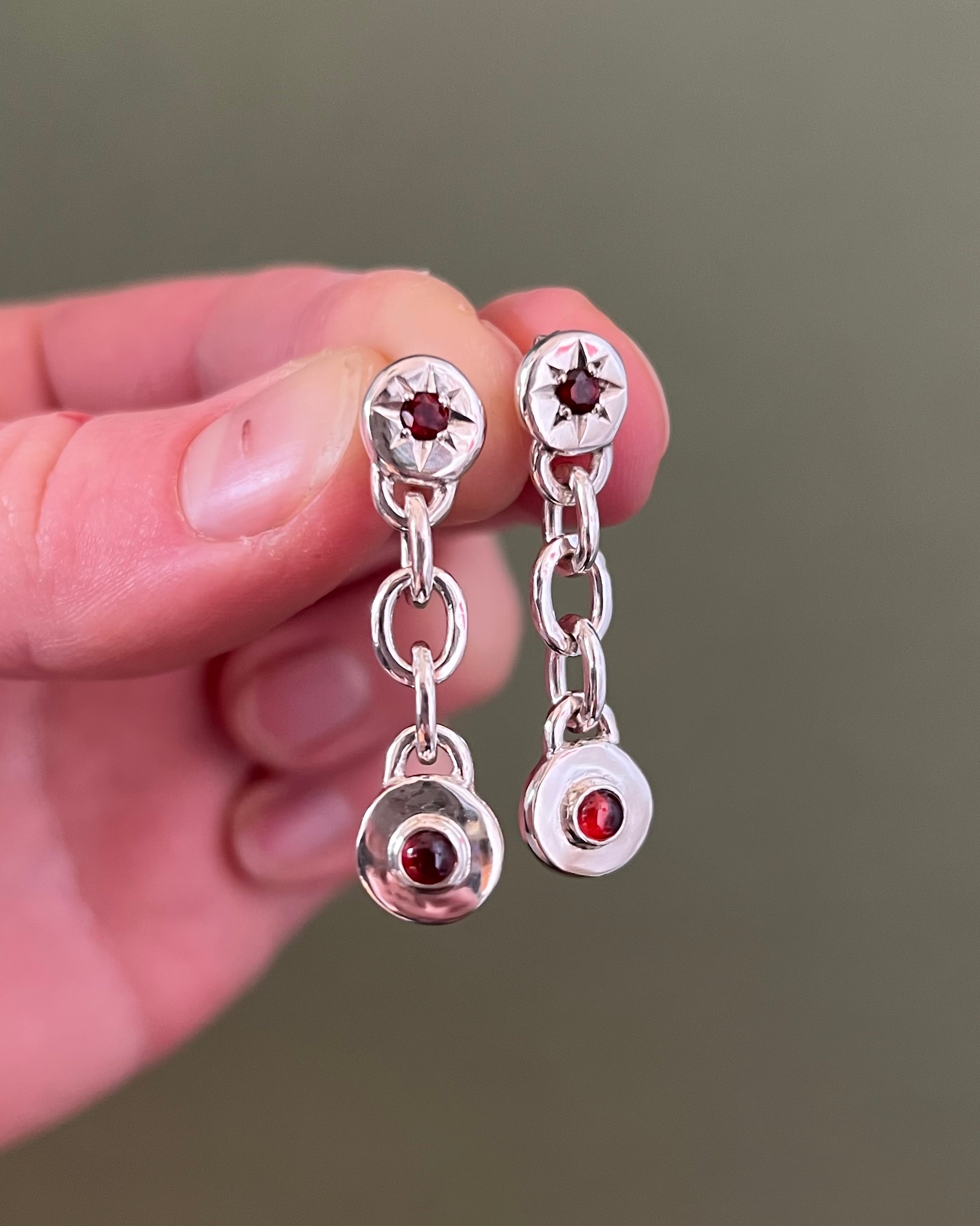 Garnet Chain Earrings