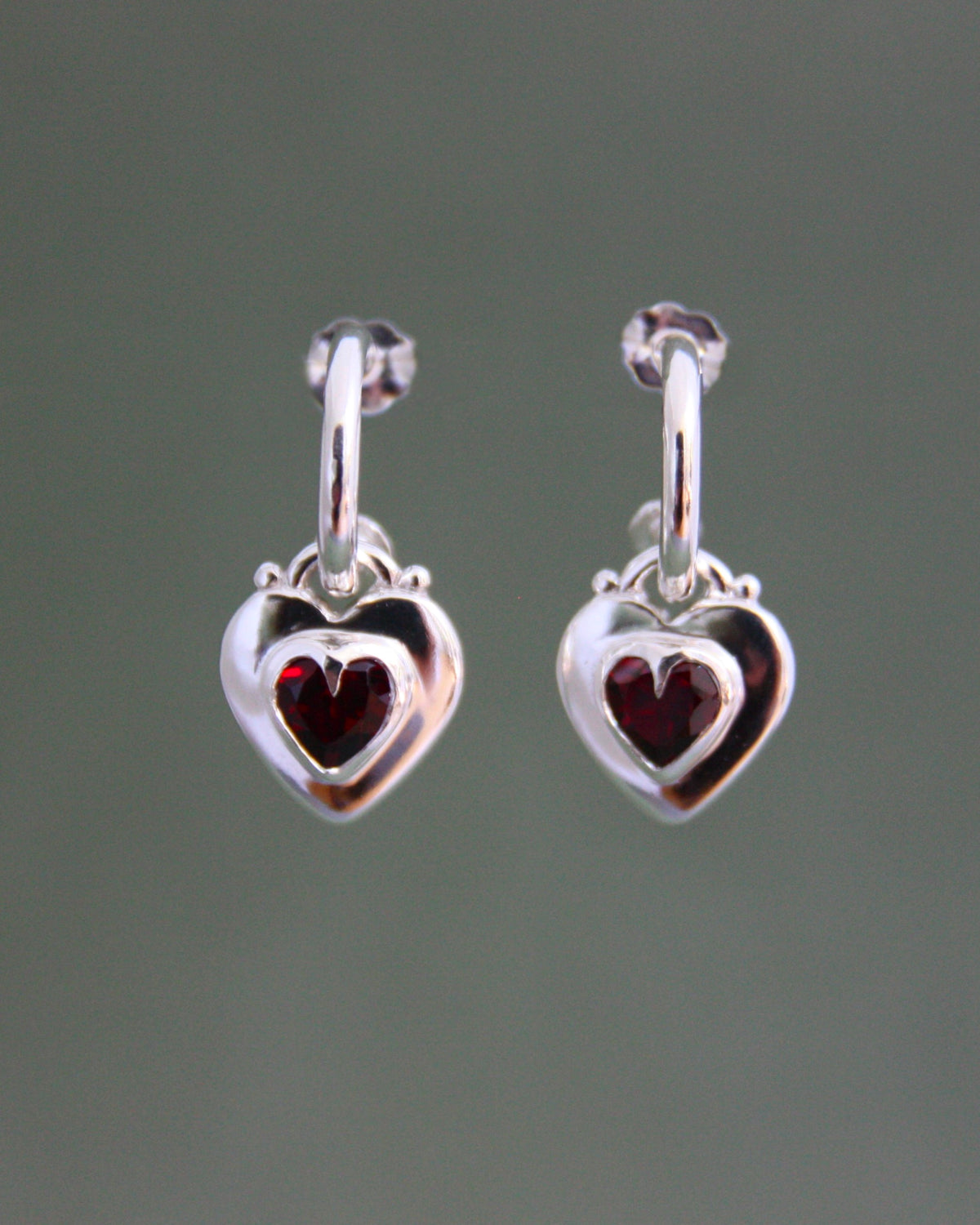 Locket Love Earrings Garnet