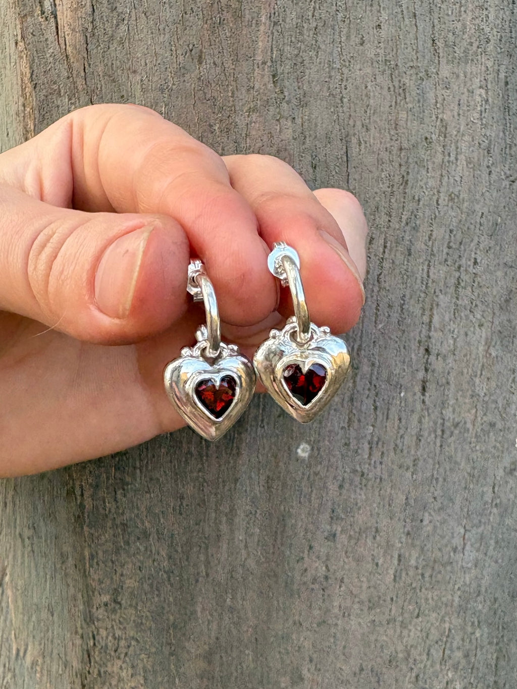Locket Love Earrings Garnet