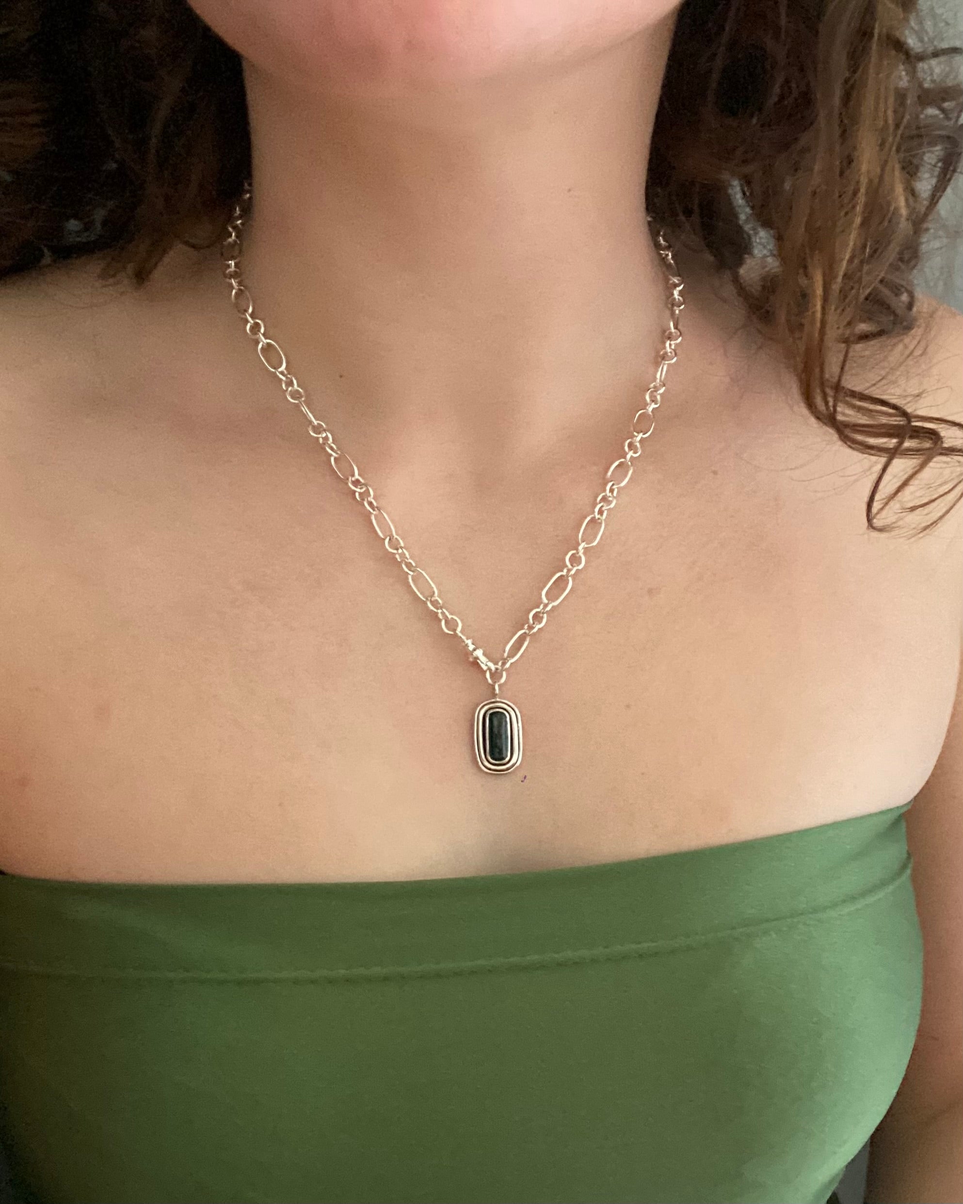 Handmade Chain & Tourmaline Necklace