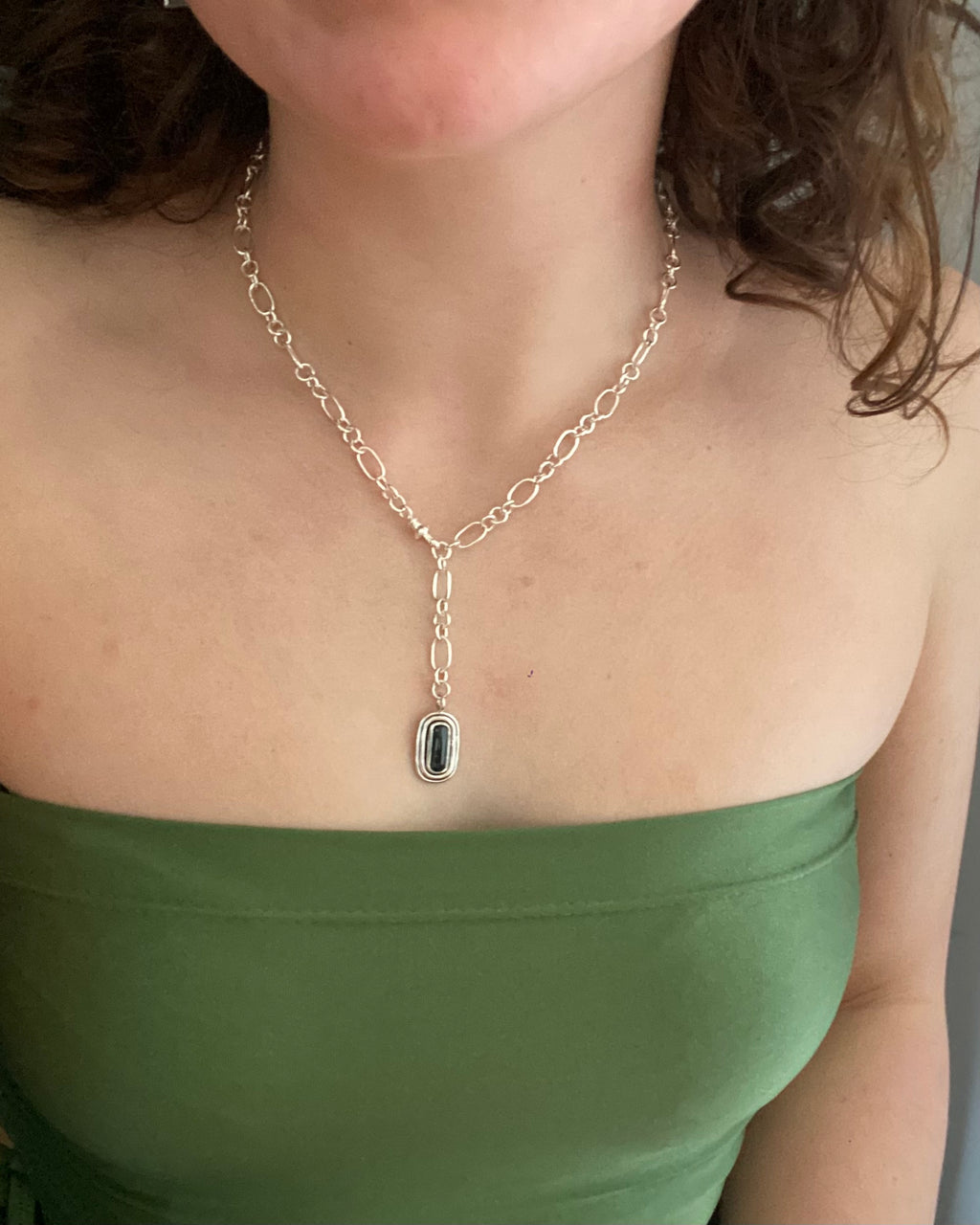 Handmade Chain & Tourmaline Necklace