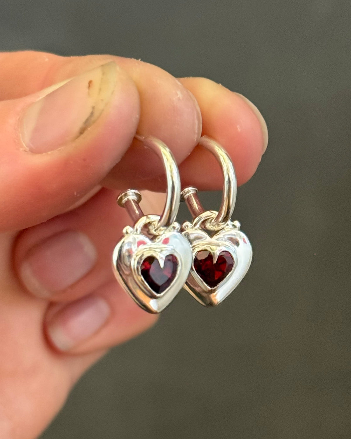 Locket Love Earrings Garnet