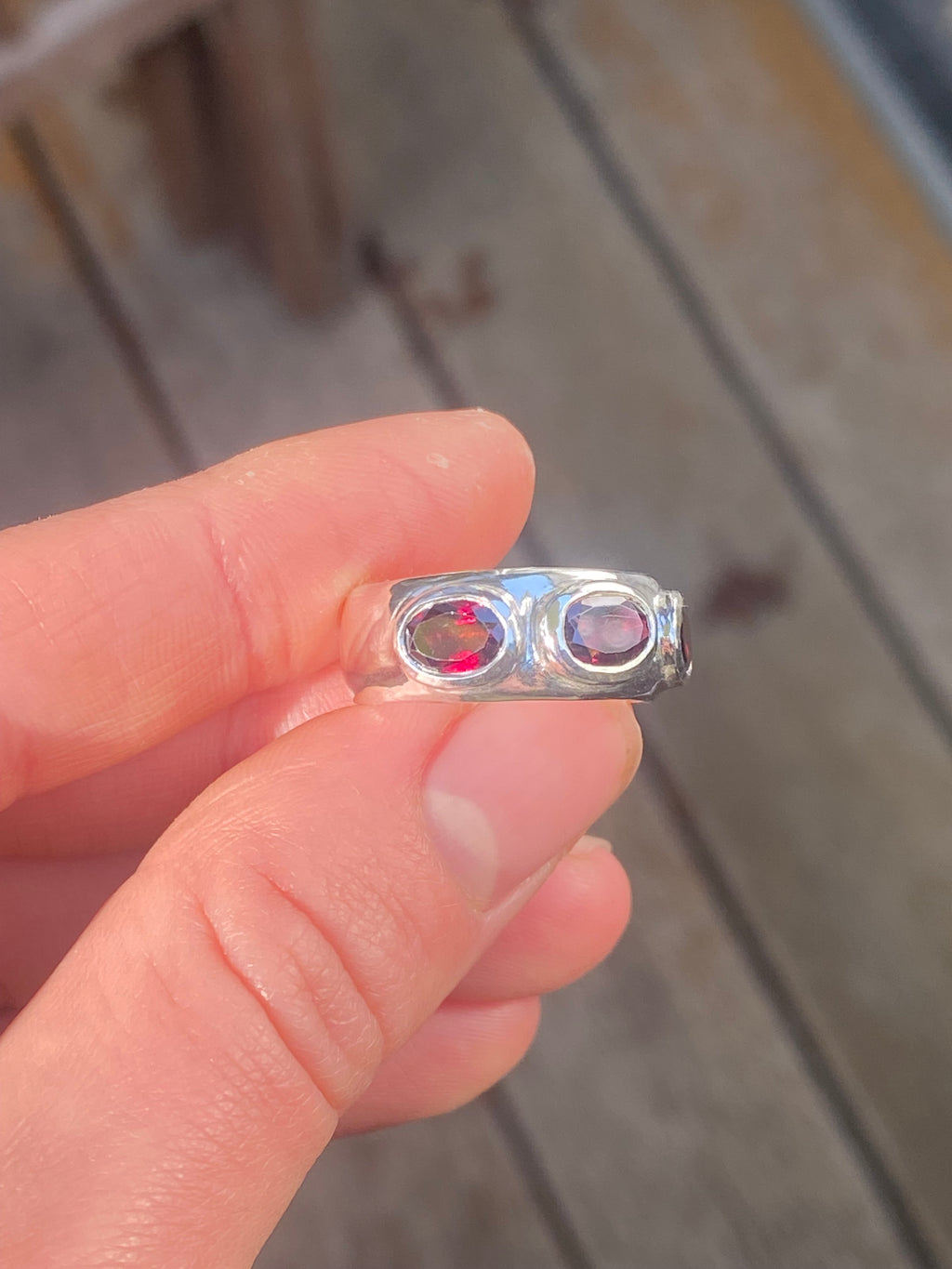 Third Eye Garnets Ring O 1/2