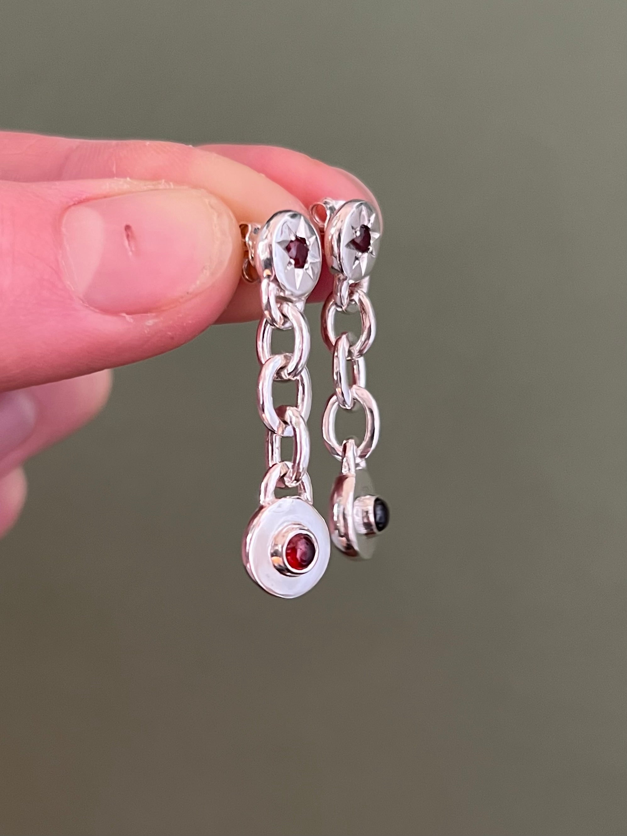 Garnet Chain Earrings