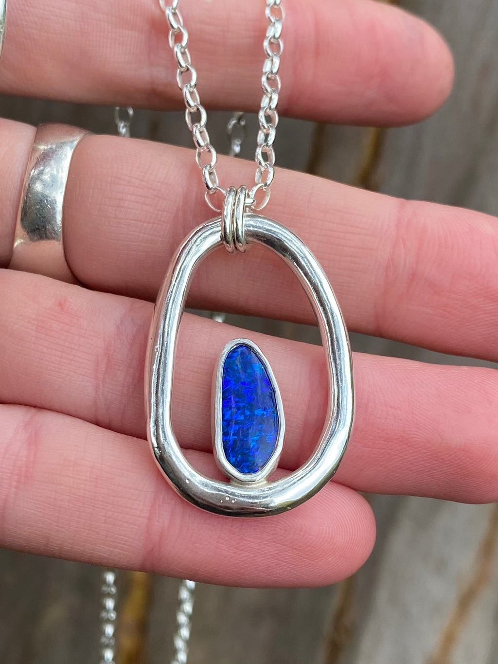 Organic Oval Opal Necklace