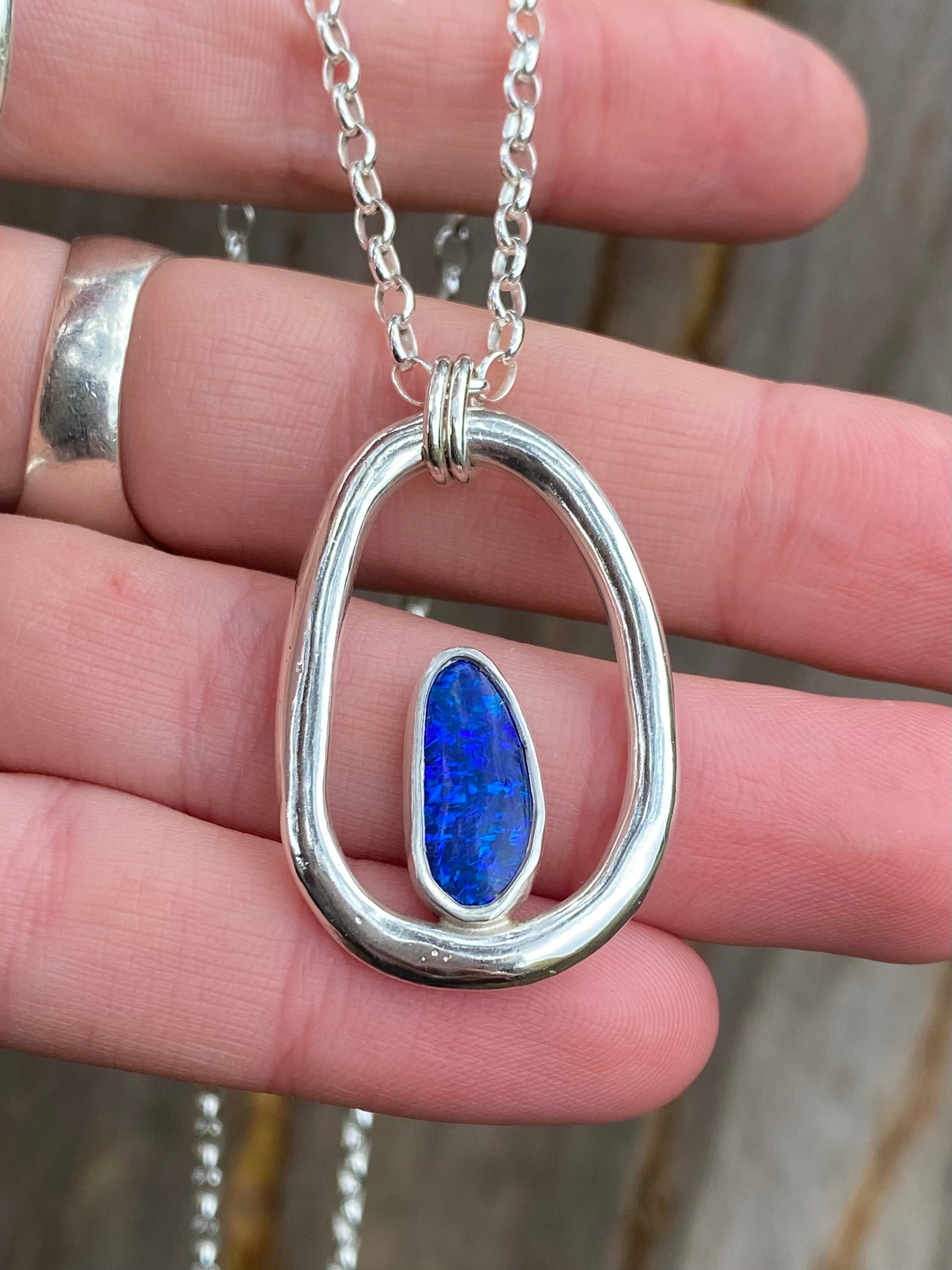 Organic Oval Opal Necklace