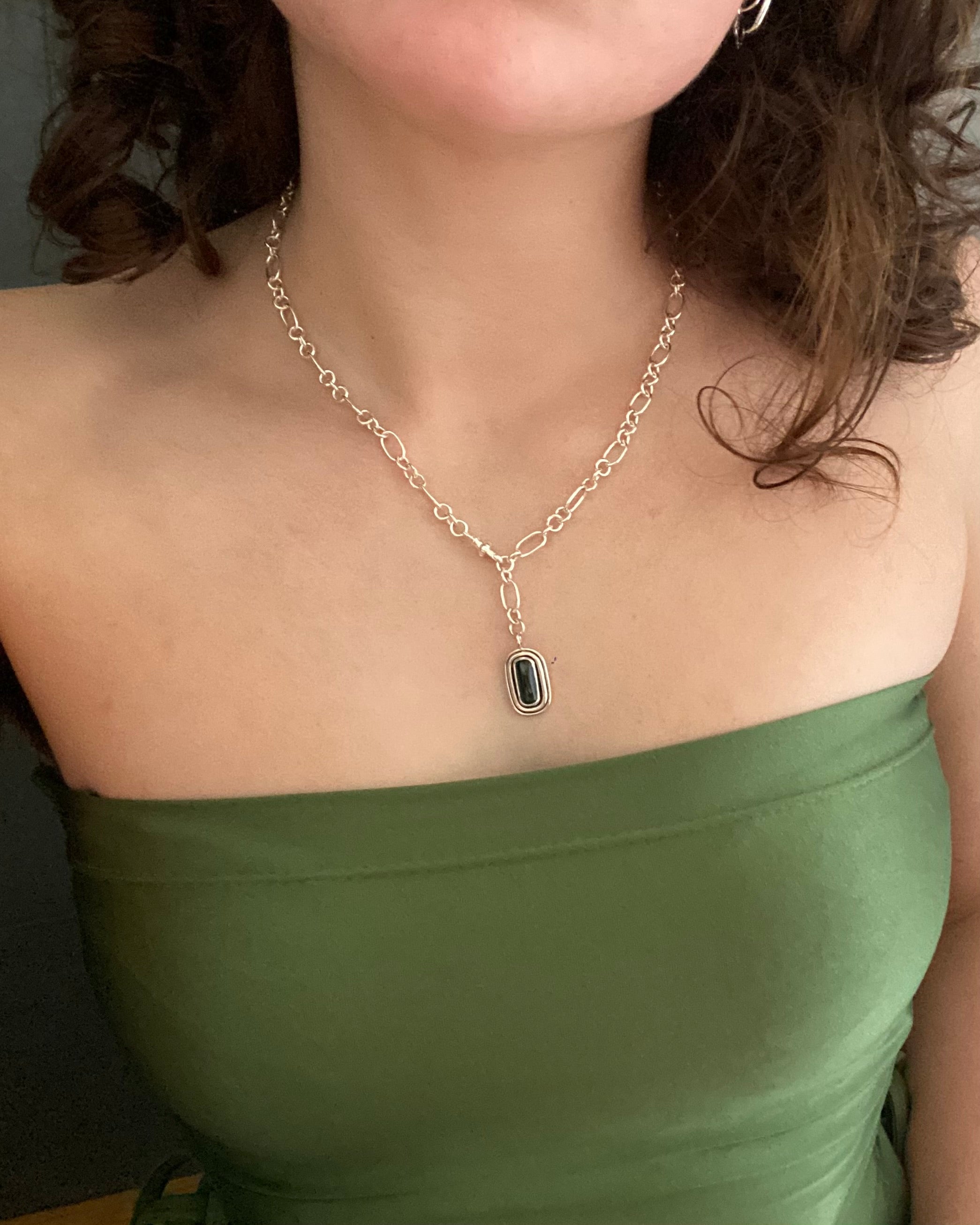Handmade Chain & Tourmaline Necklace