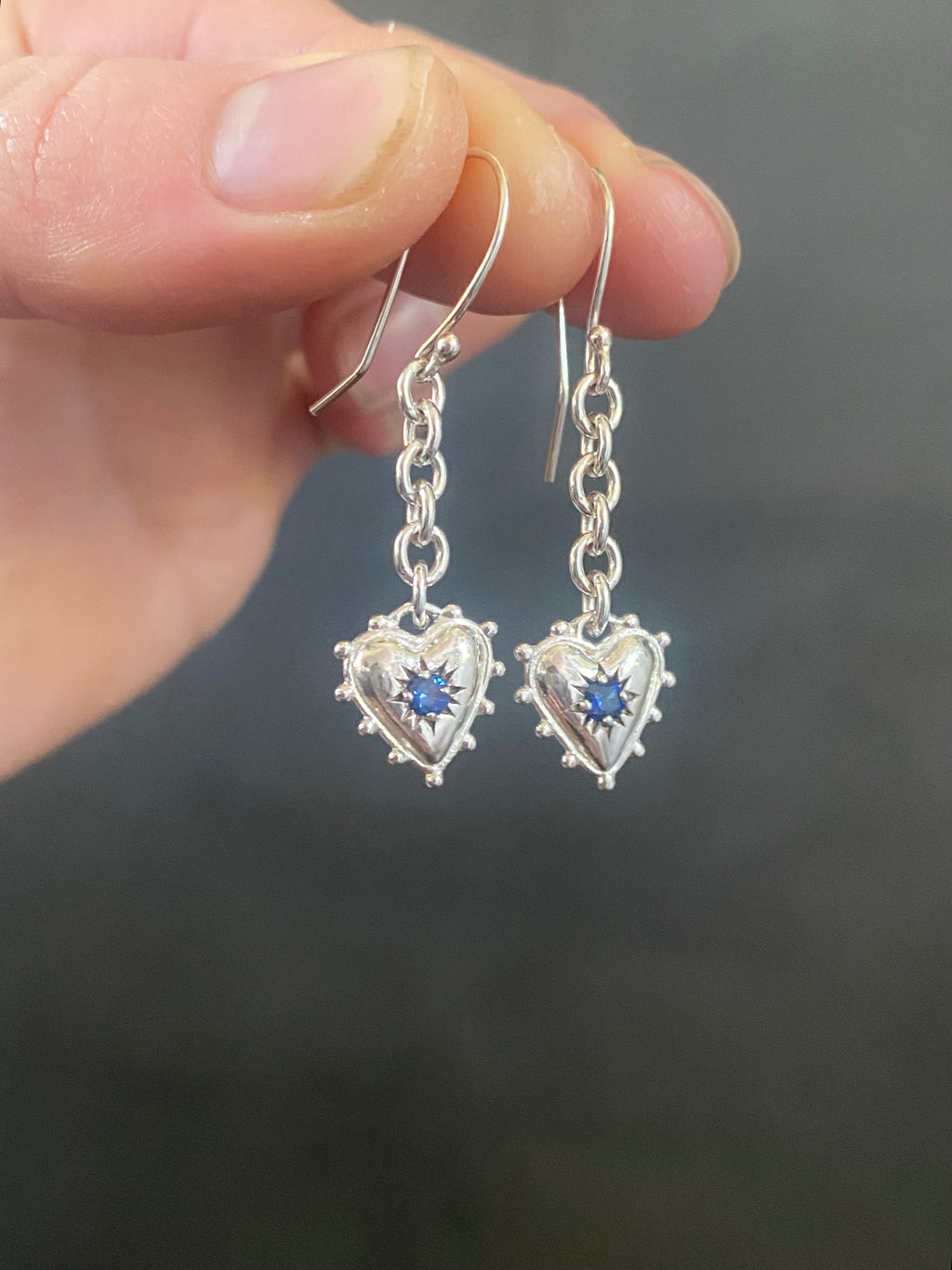 'Anya Earrings Dark Blue Sapphire