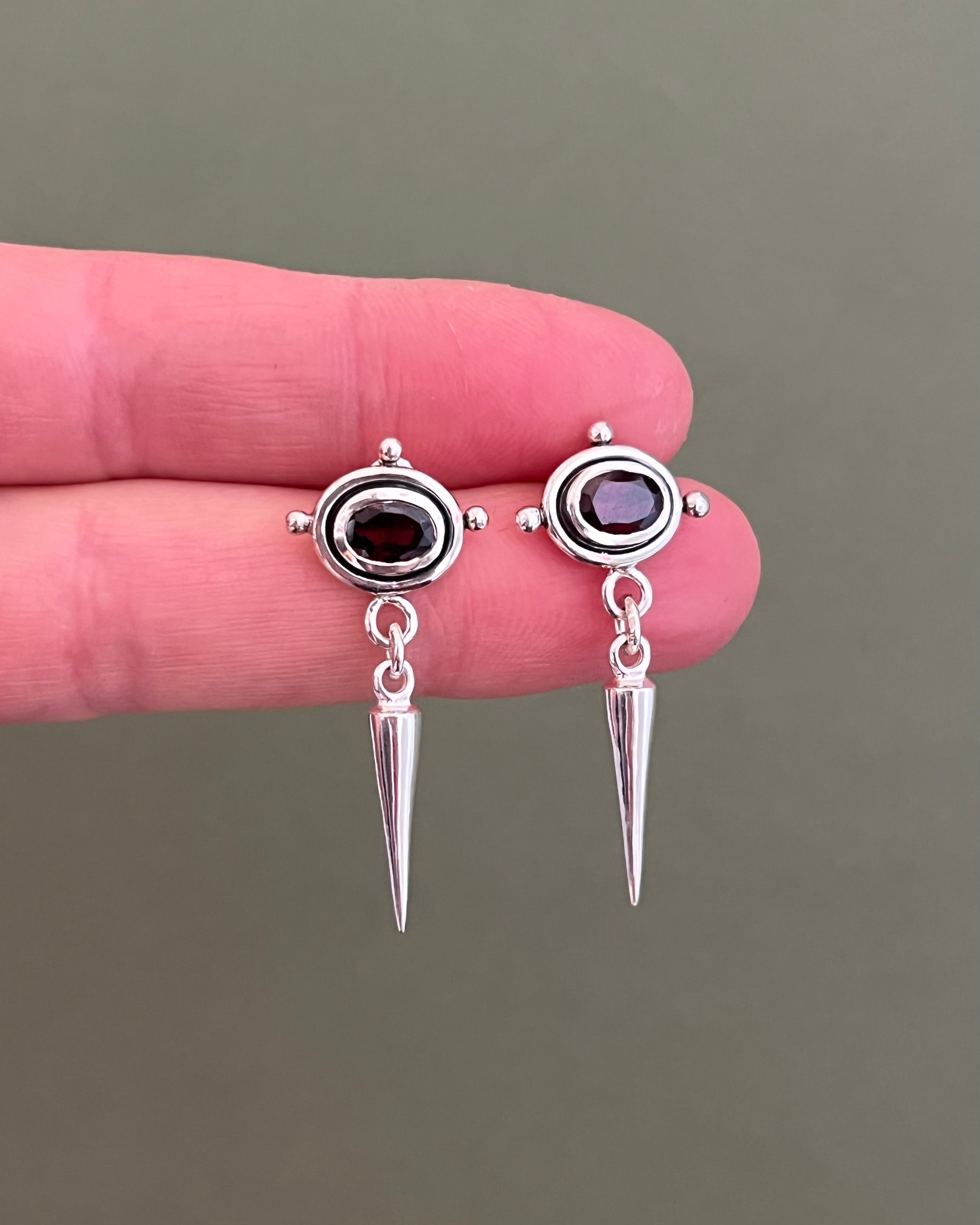 Garnet Spike Earrings