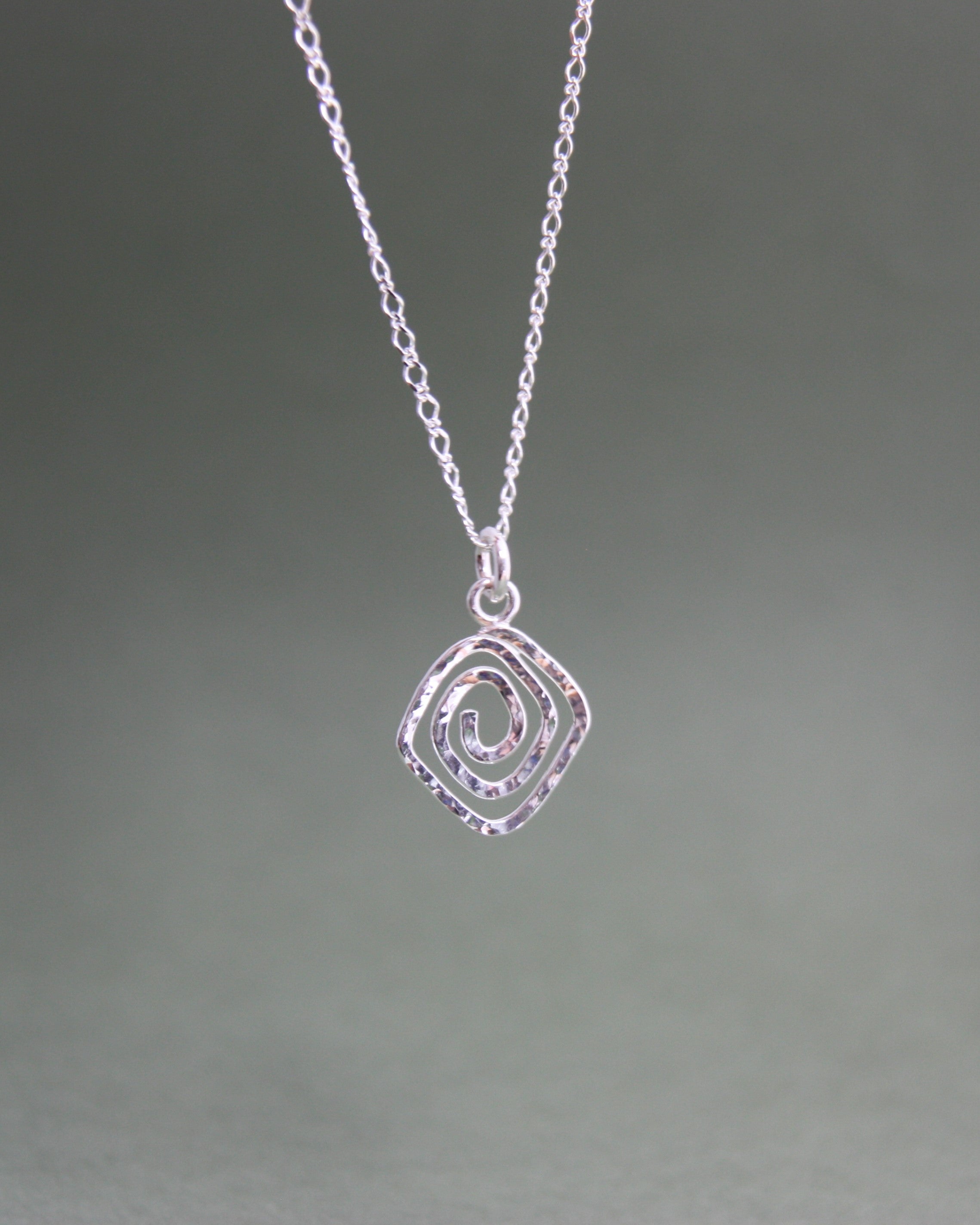 Diamond Hammered Spiral Necklace