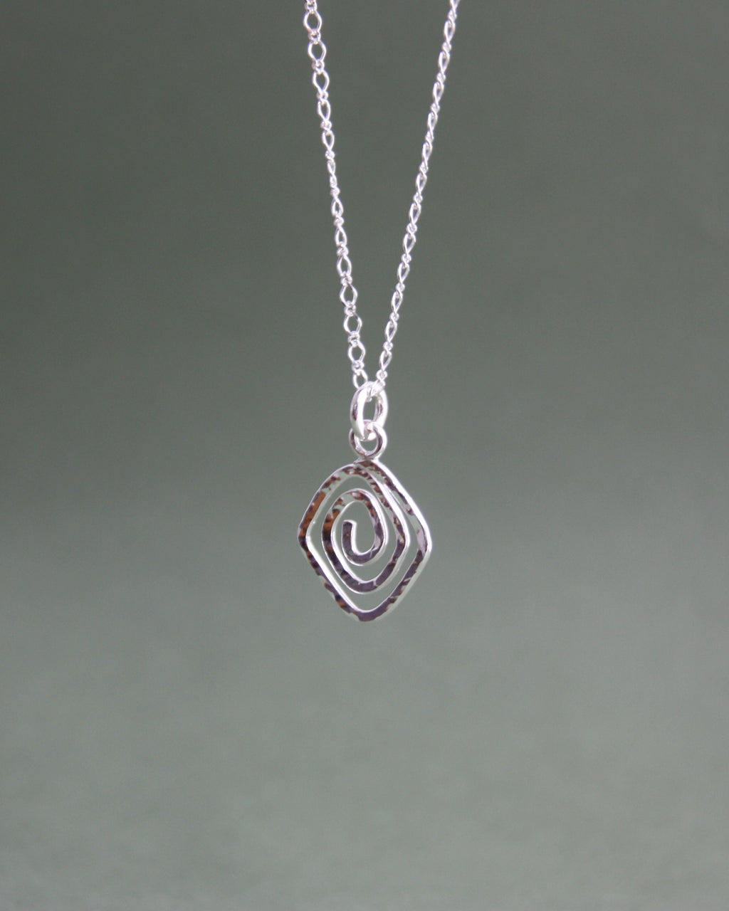 Diamond Hammered Spiral Necklace