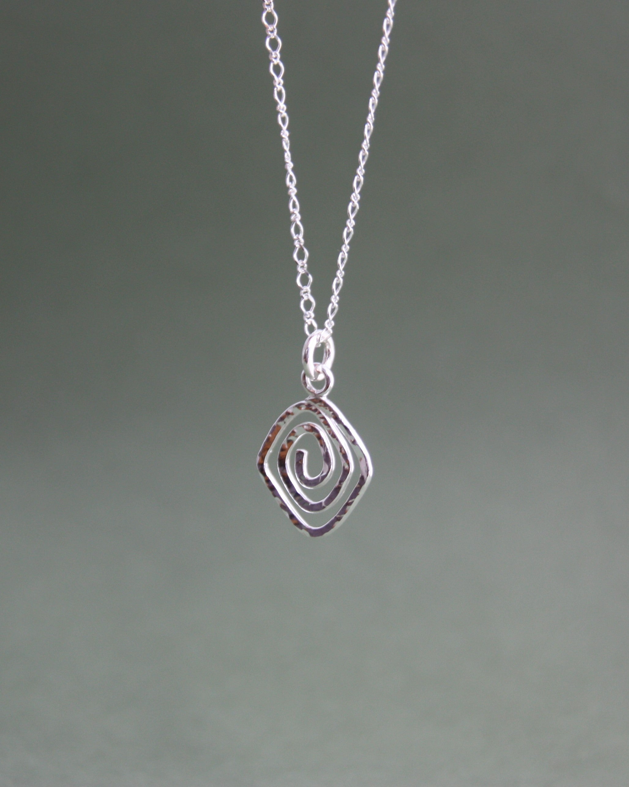 Diamond Hammered Spiral Necklace