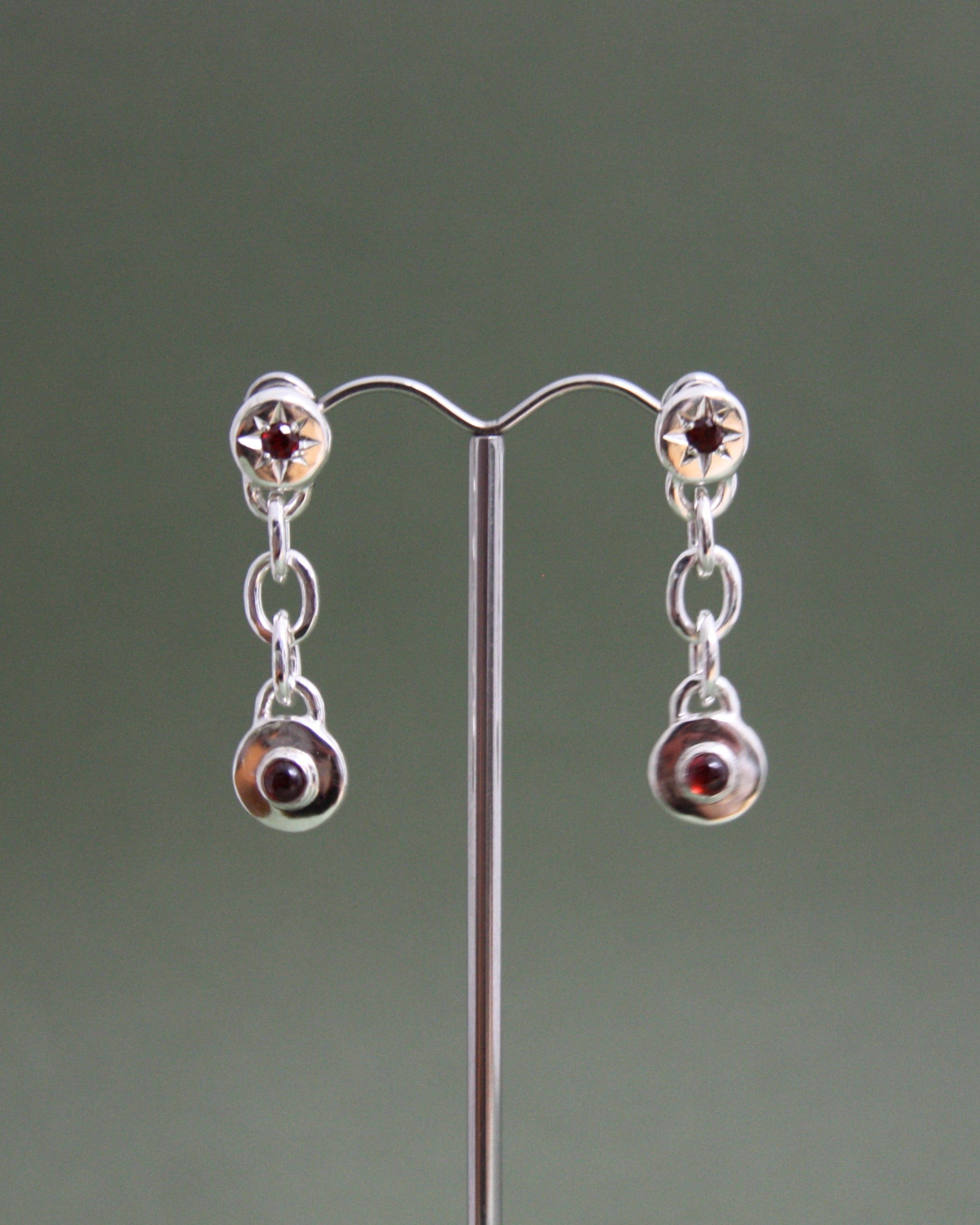 Garnet Chain Earrings