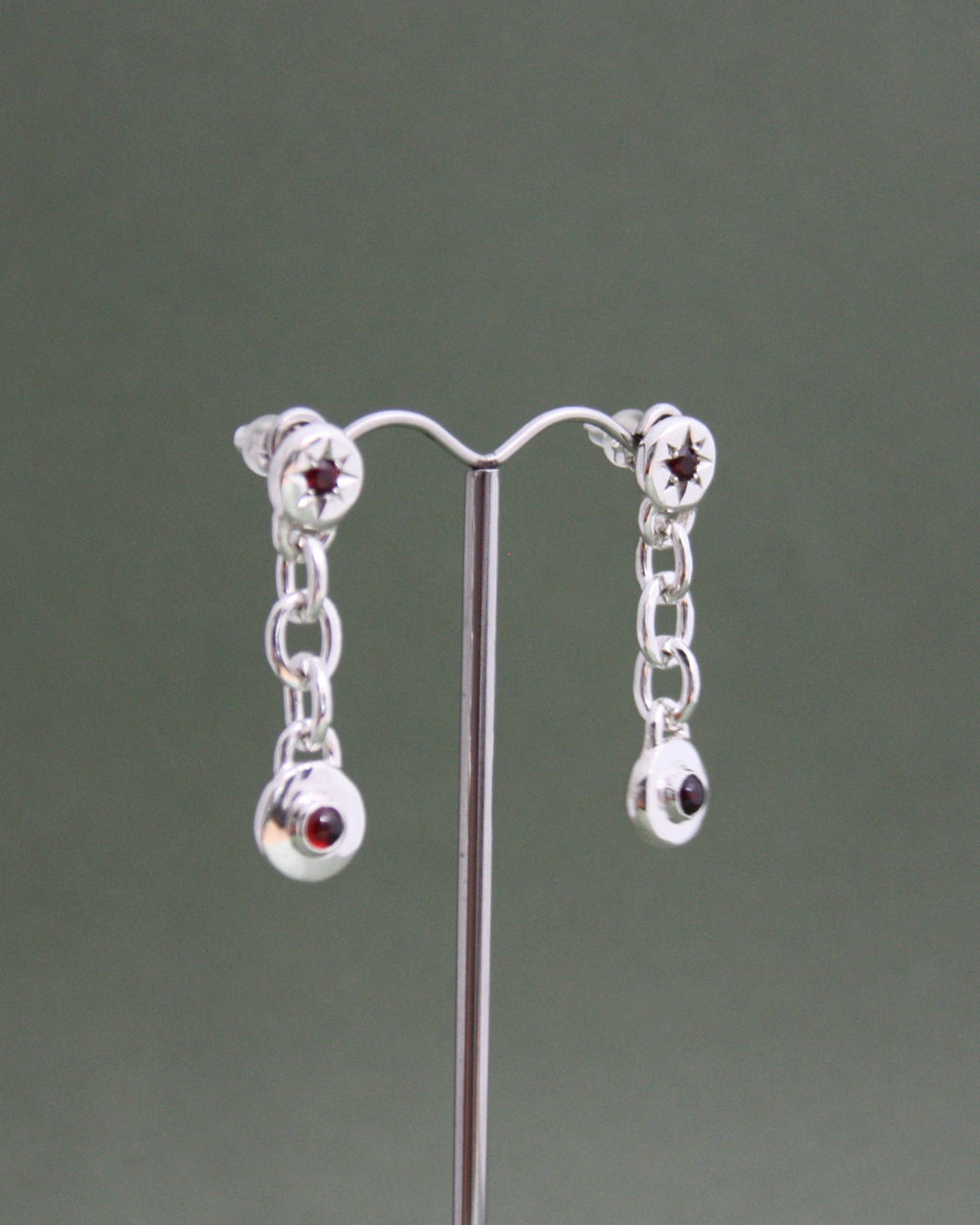 Garnet Chain Earrings