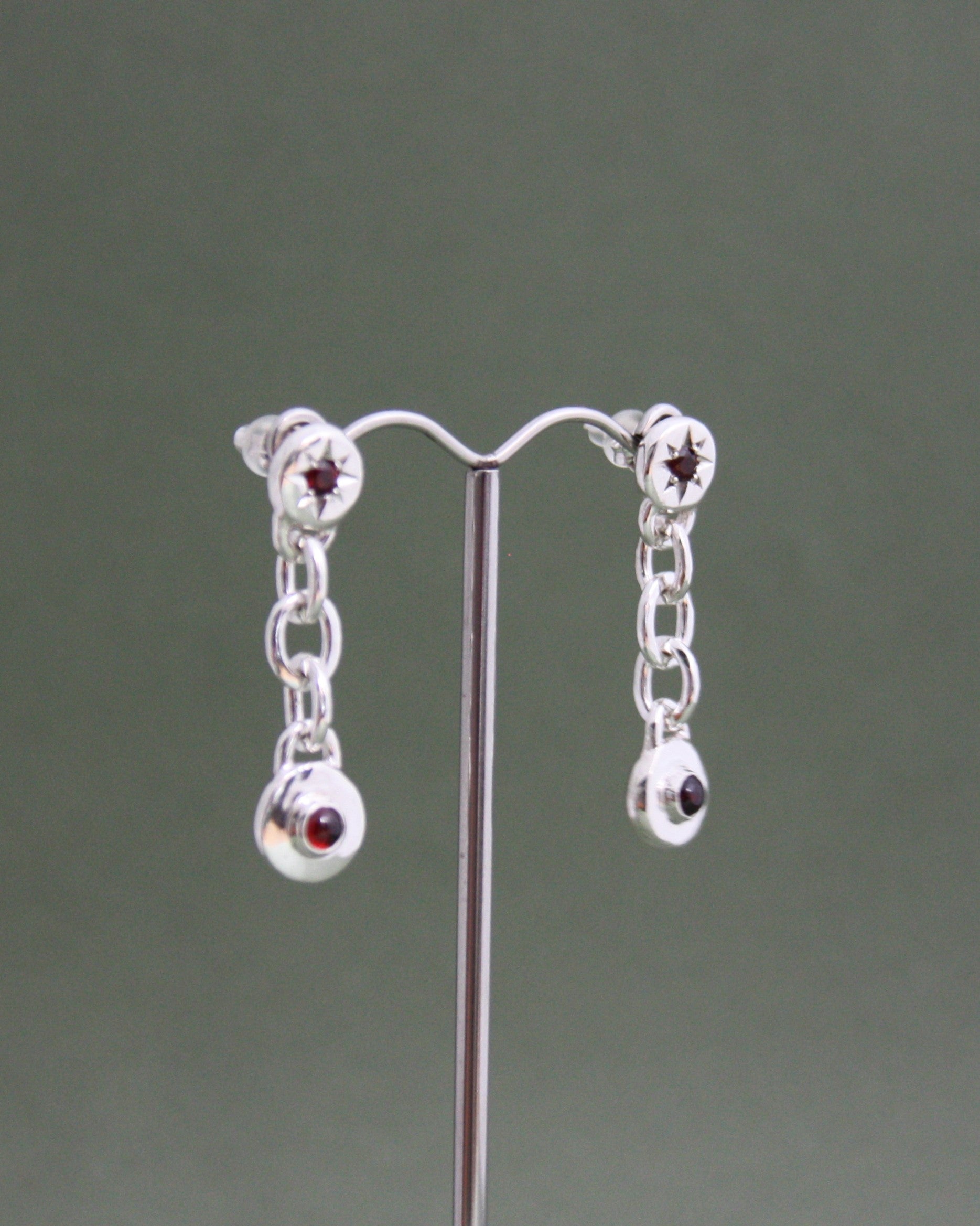 Garnet Chain Earrings