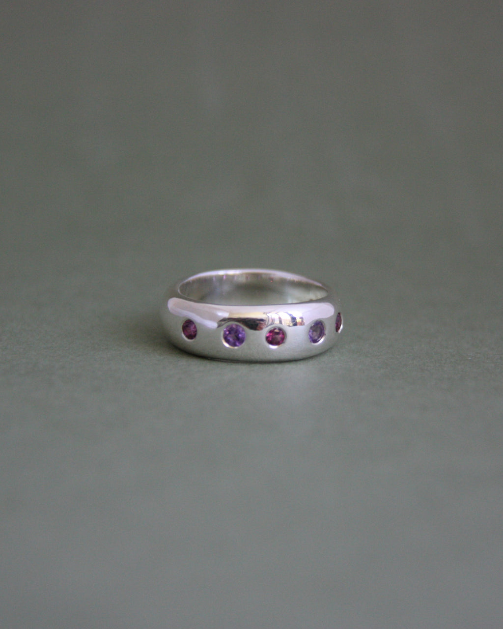 UFO Ring Amethyst & Rhodolite Garnet P 1/2