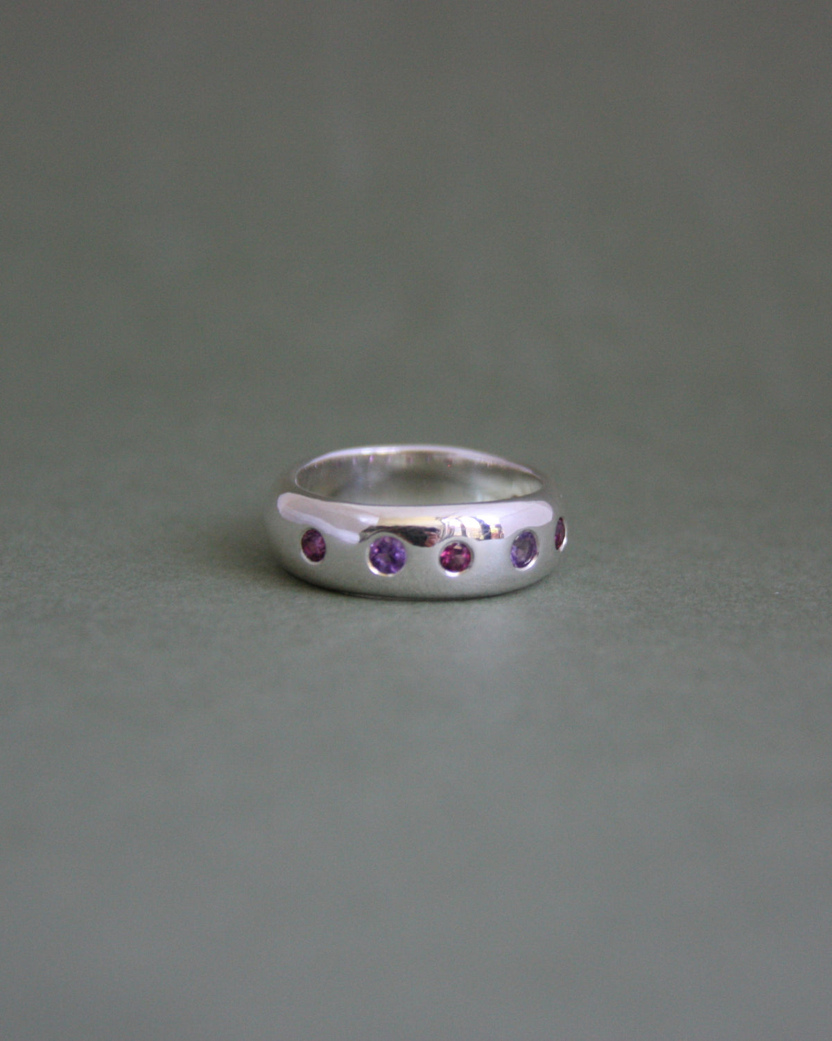 UFO Ring Amethyst & Rhodolite Garnet P 1/2