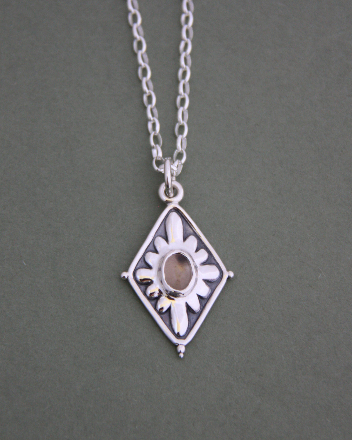 Diamond Flower Necklace Smoky Quartz
