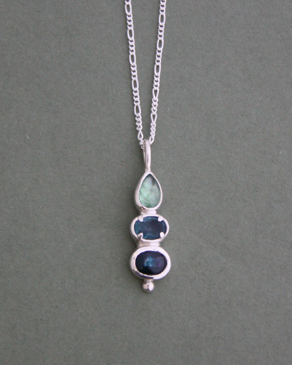 Kyanite & Fluorite Droplet Necklace