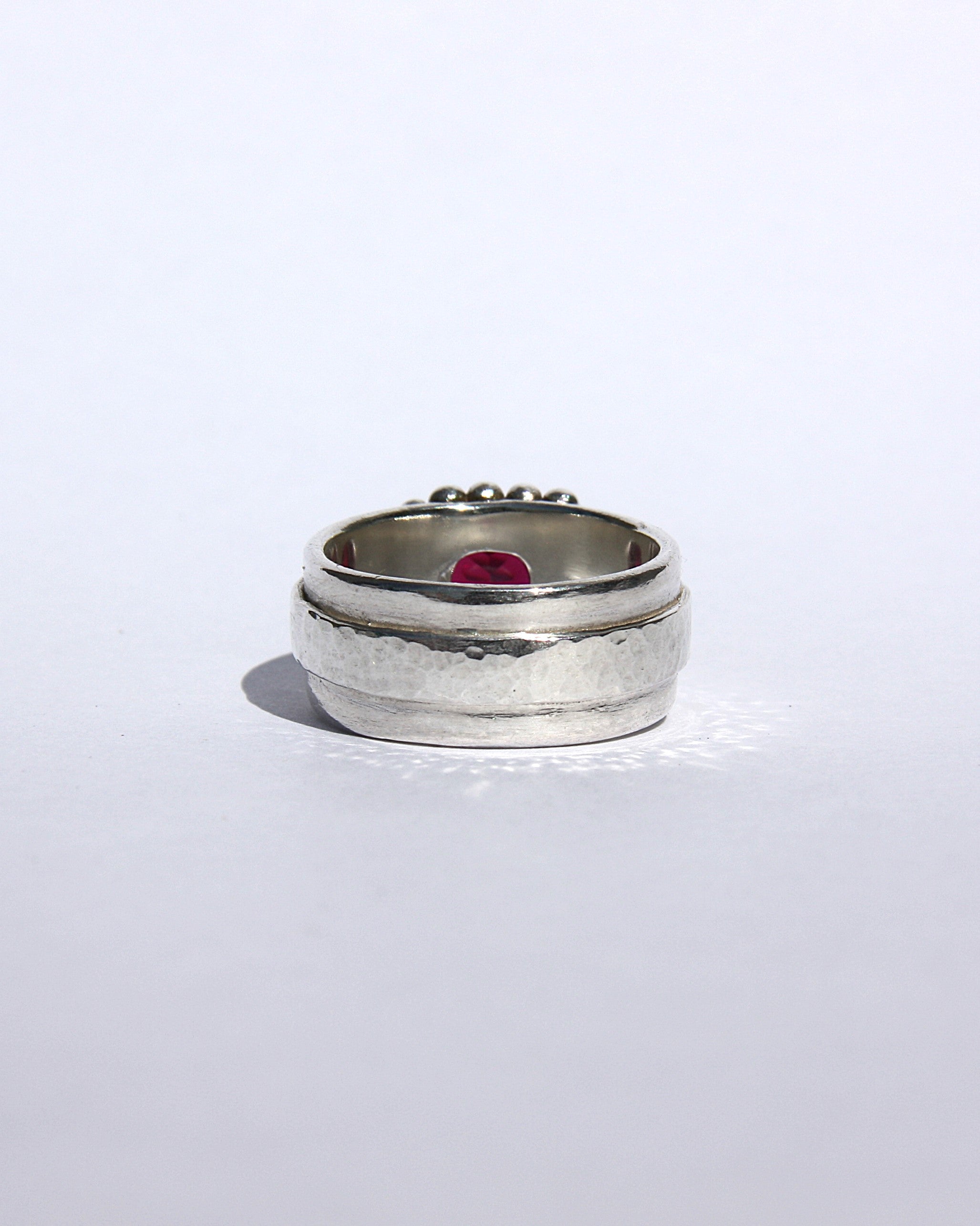 Double Silver Ring Red Ruby M