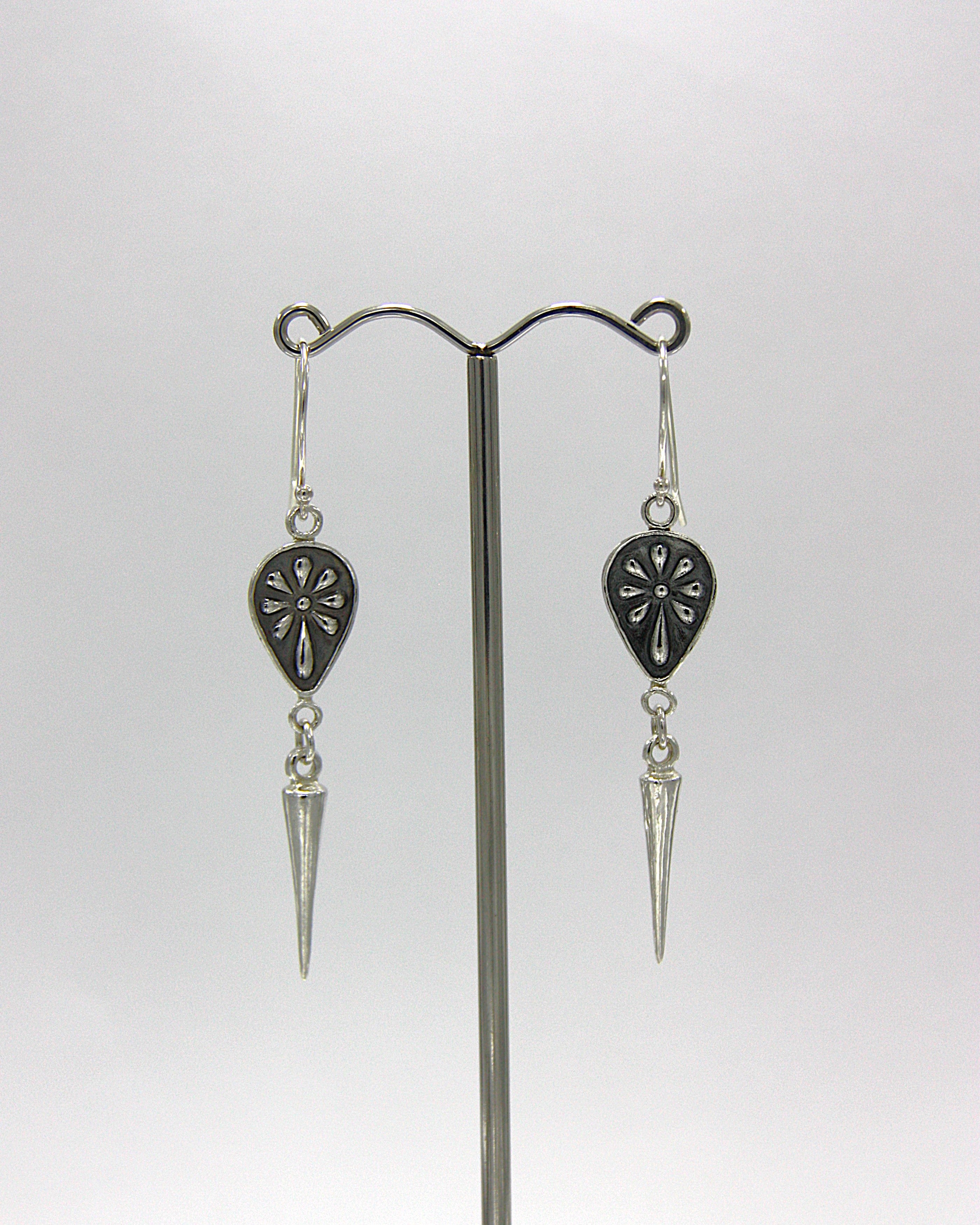 Flower Droplet & Spike Earrings
