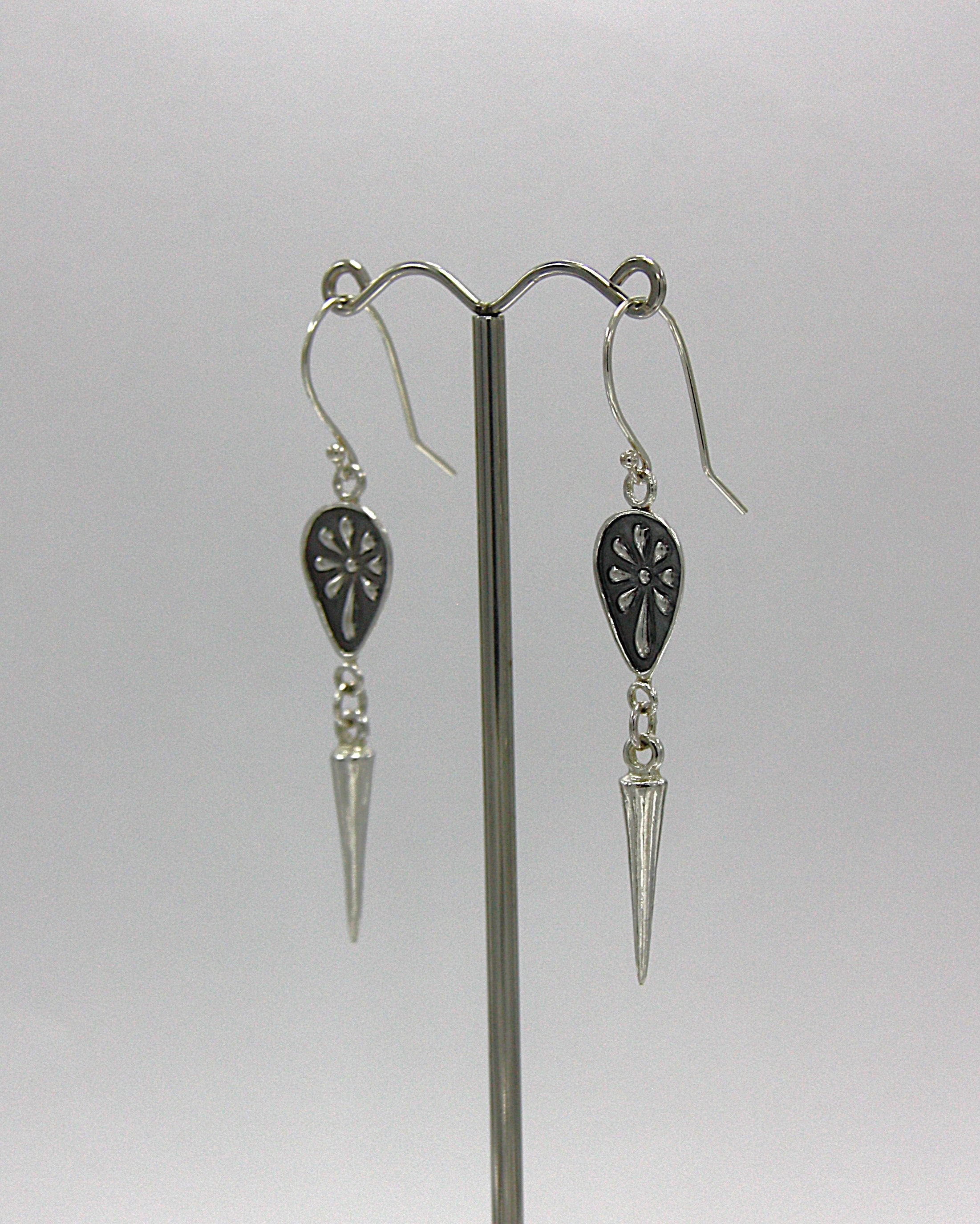 Flower Droplet & Spike Earrings