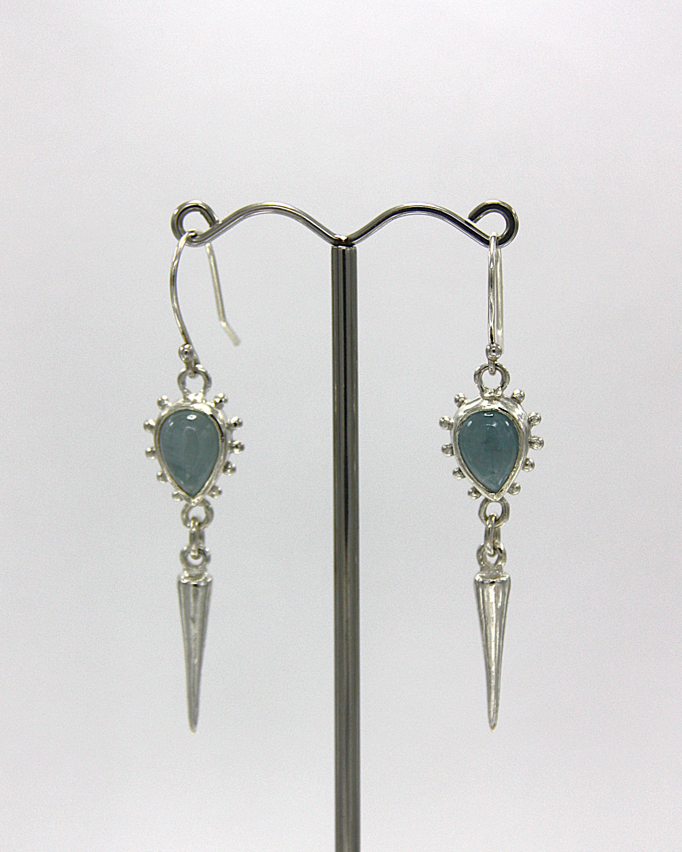 Spike Drop Earrings Aquamarine