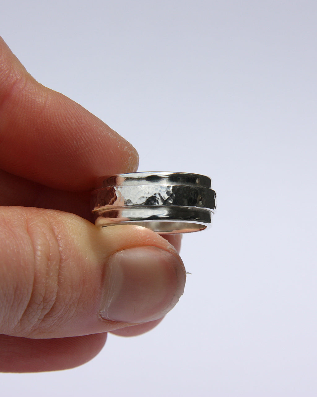 Double Silver Ring Pink Quartz O