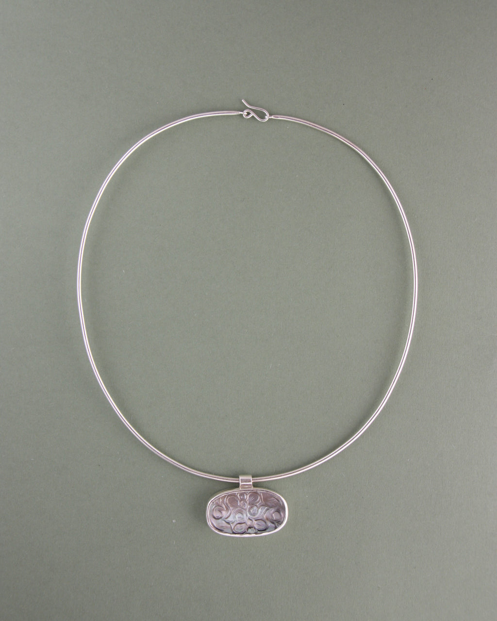 Engraved Mother of Pearl Wire Necklace