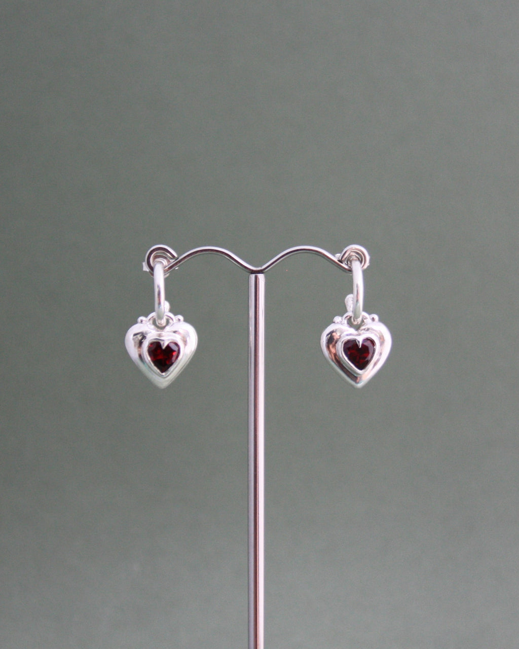 Locket Love Earrings Garnet