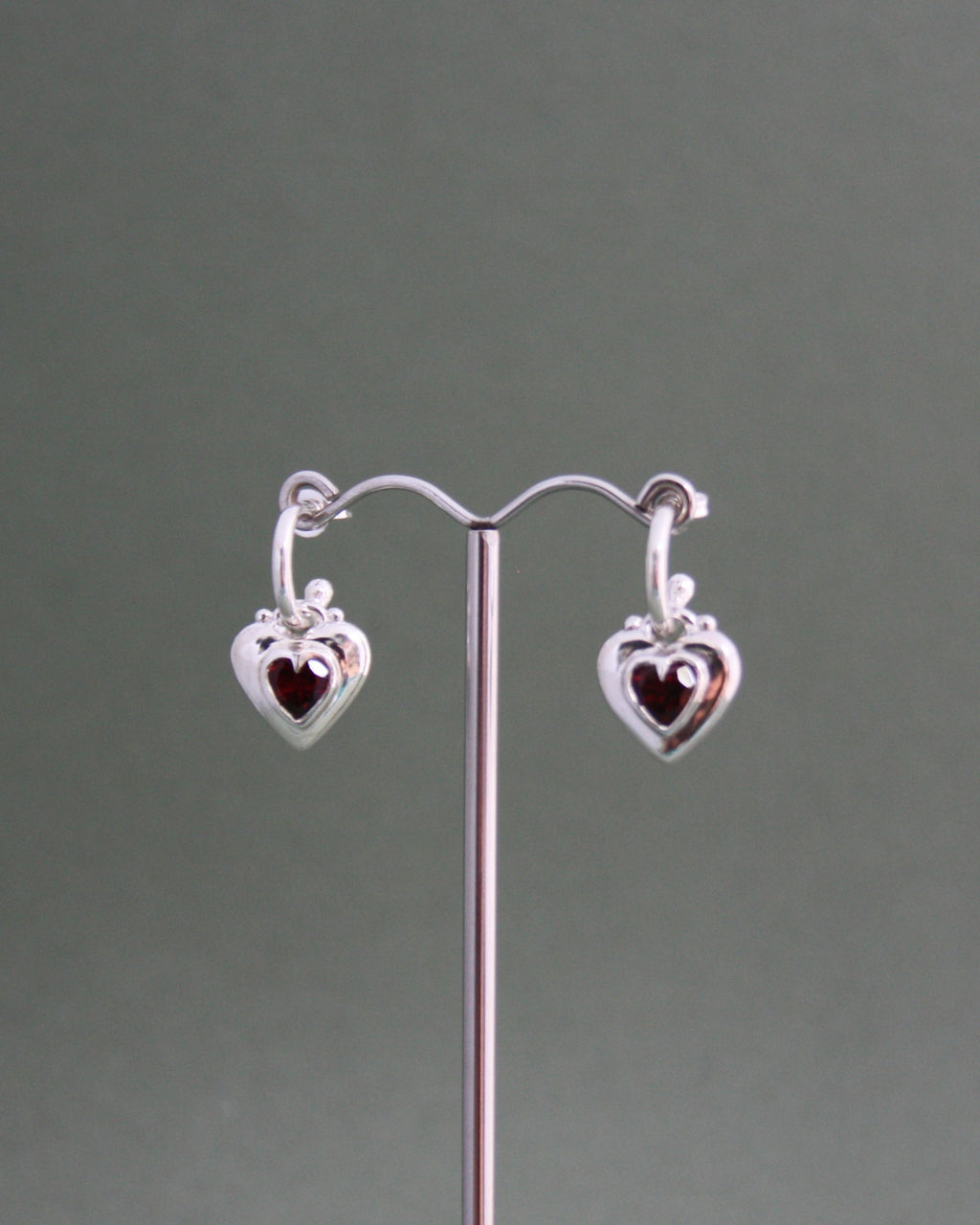 Locket Love Earrings Garnet