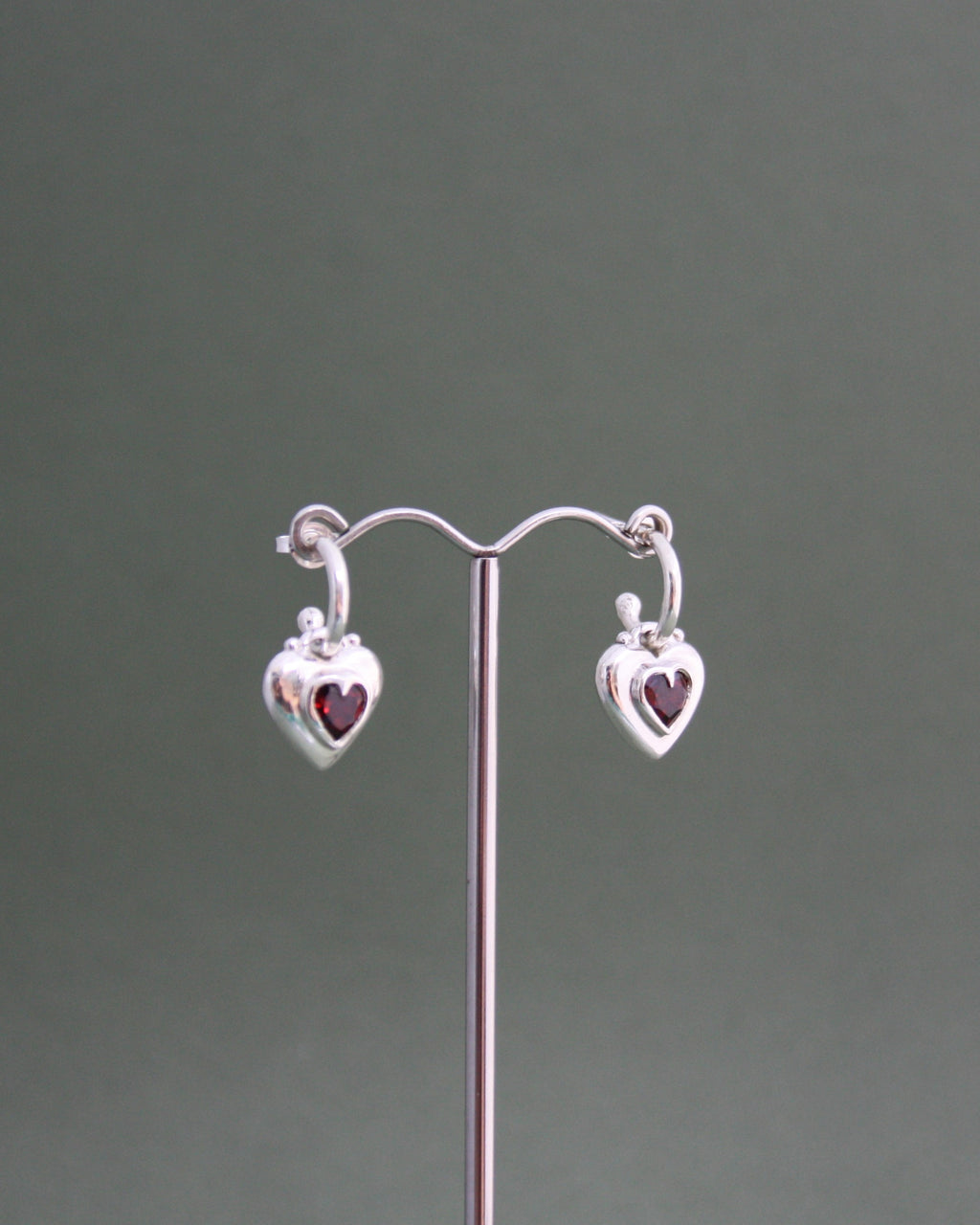 Locket Love Earrings Garnet