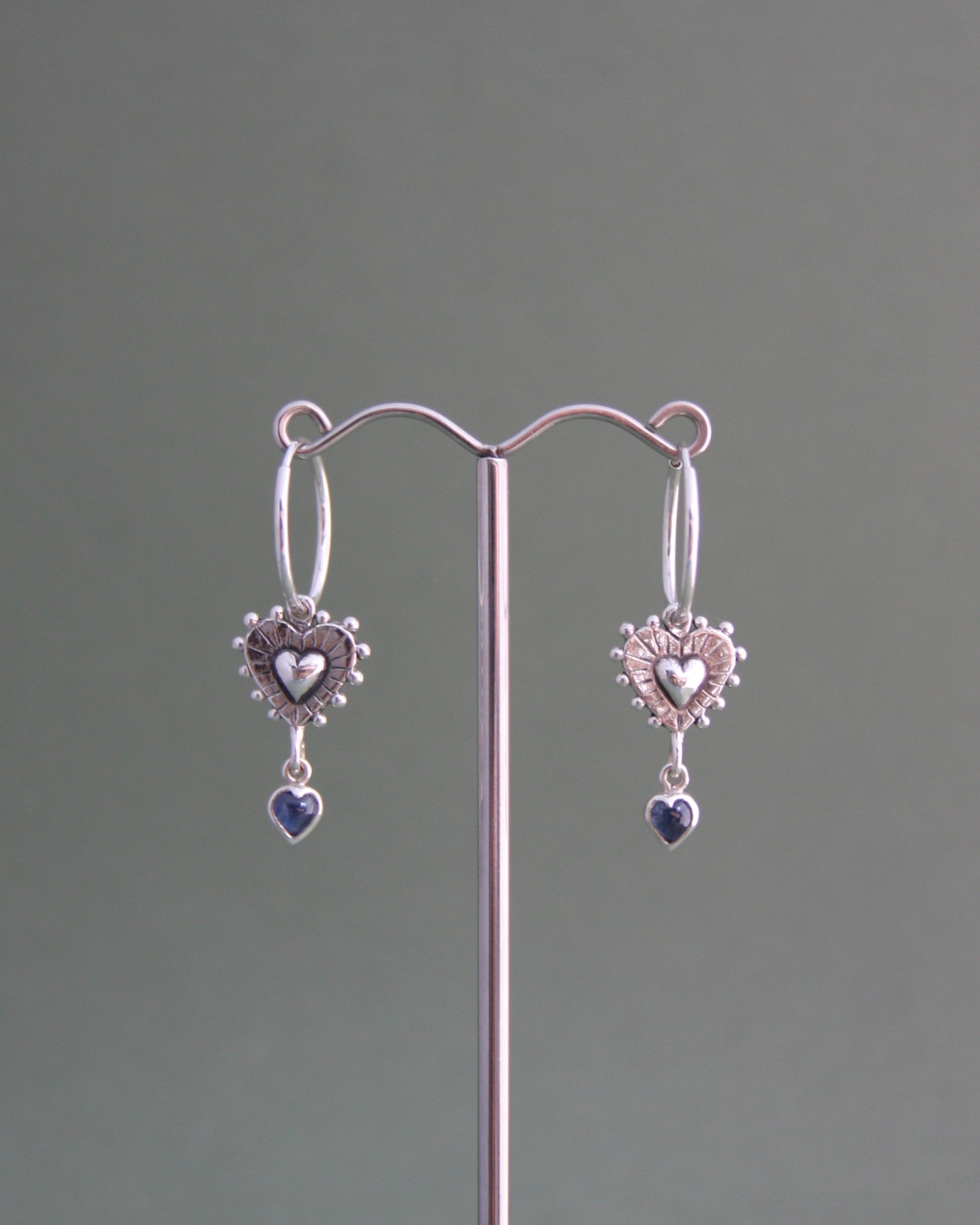 Beaming Heart Blue Sapphire Earrings