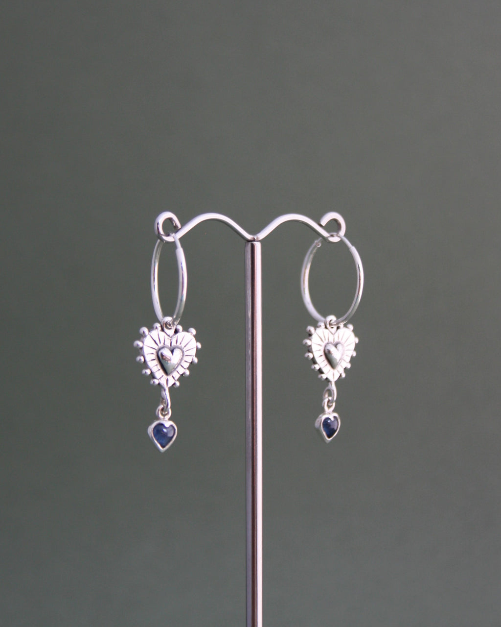 Beaming Heart Blue Sapphire Earrings