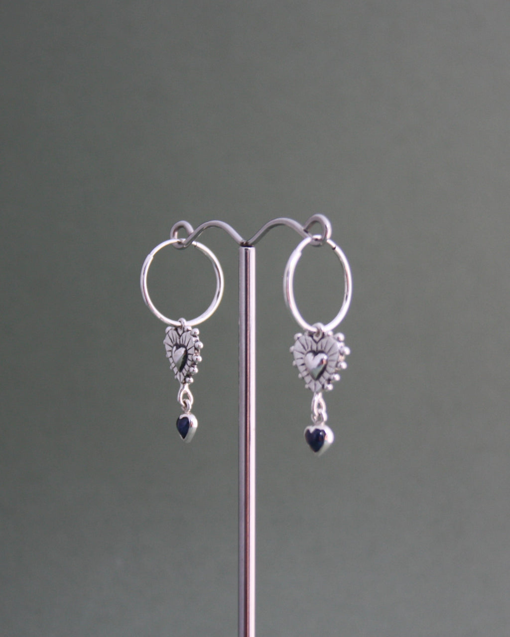 Beaming Heart Blue Sapphire Earrings