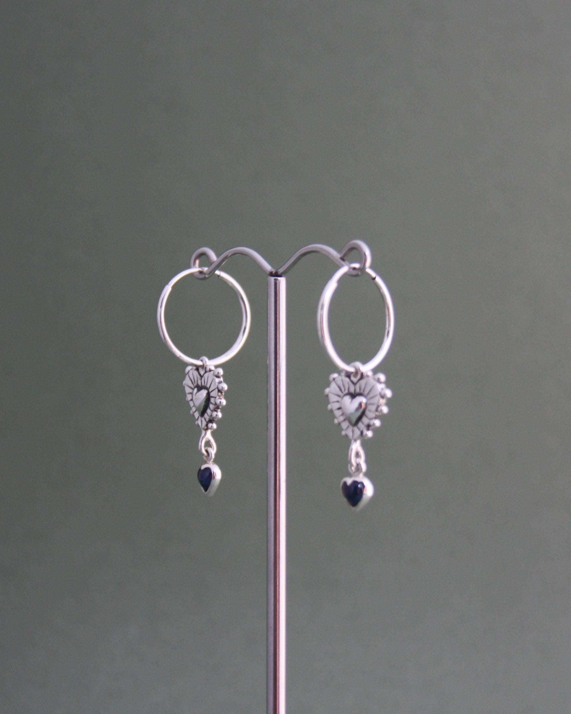 Beaming Heart Blue Sapphire Earrings