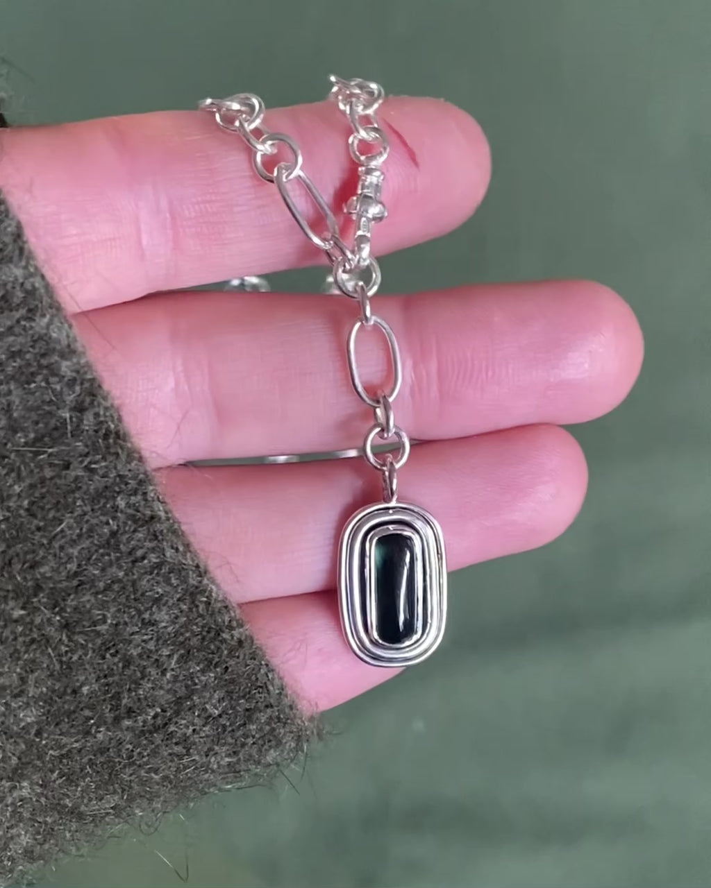 Handmade Chain & Tourmaline Necklace