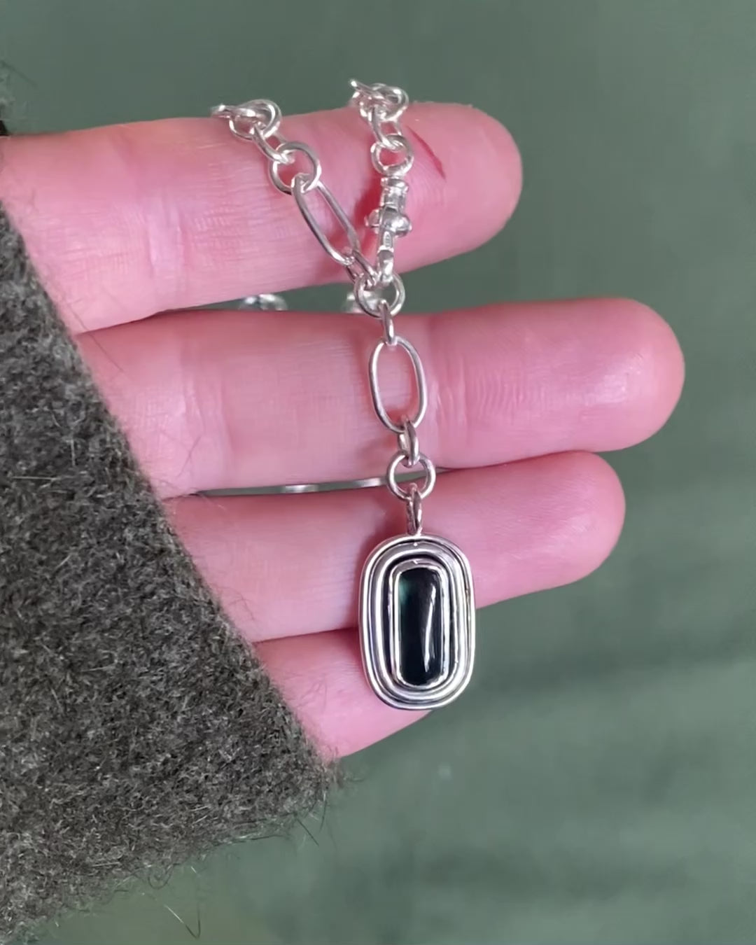 Handmade Chain & Tourmaline Necklace