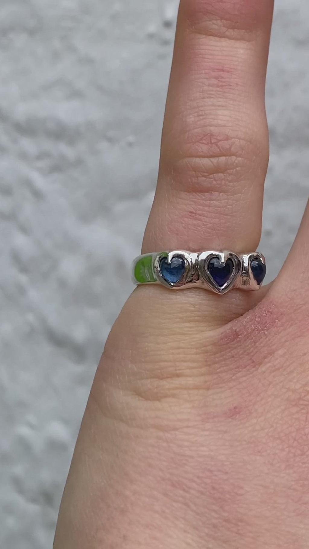 Blue Sapphire Hearts Ring K 1/2