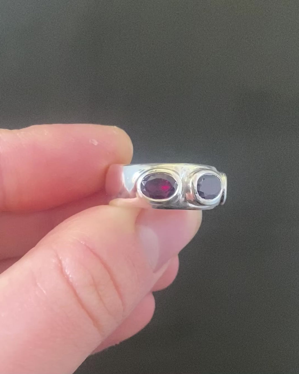 Third Eye Garnets Ring O 1/2
