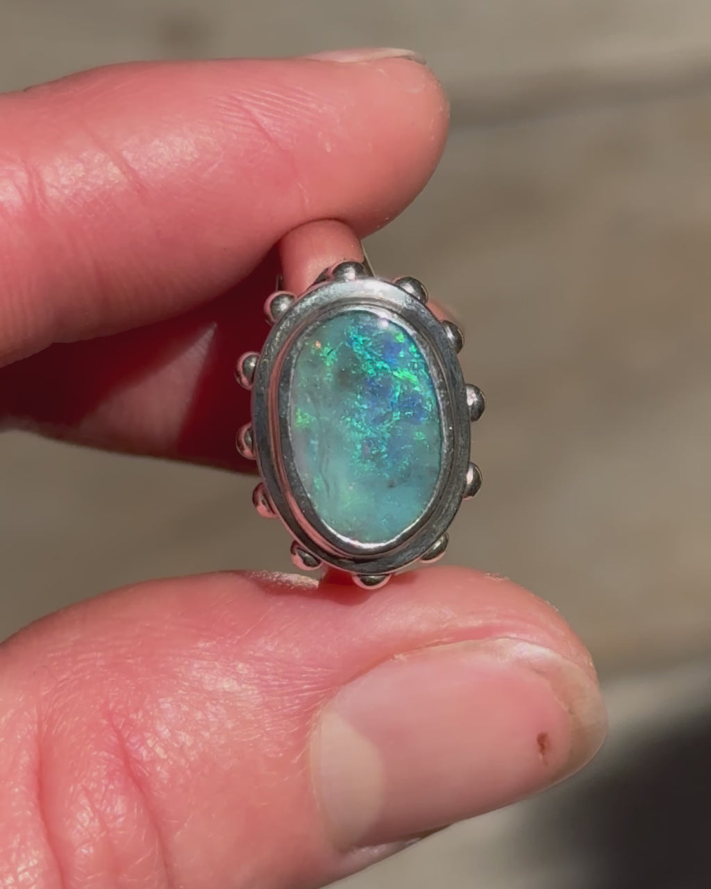 Studded Opal Ring N 1/2
