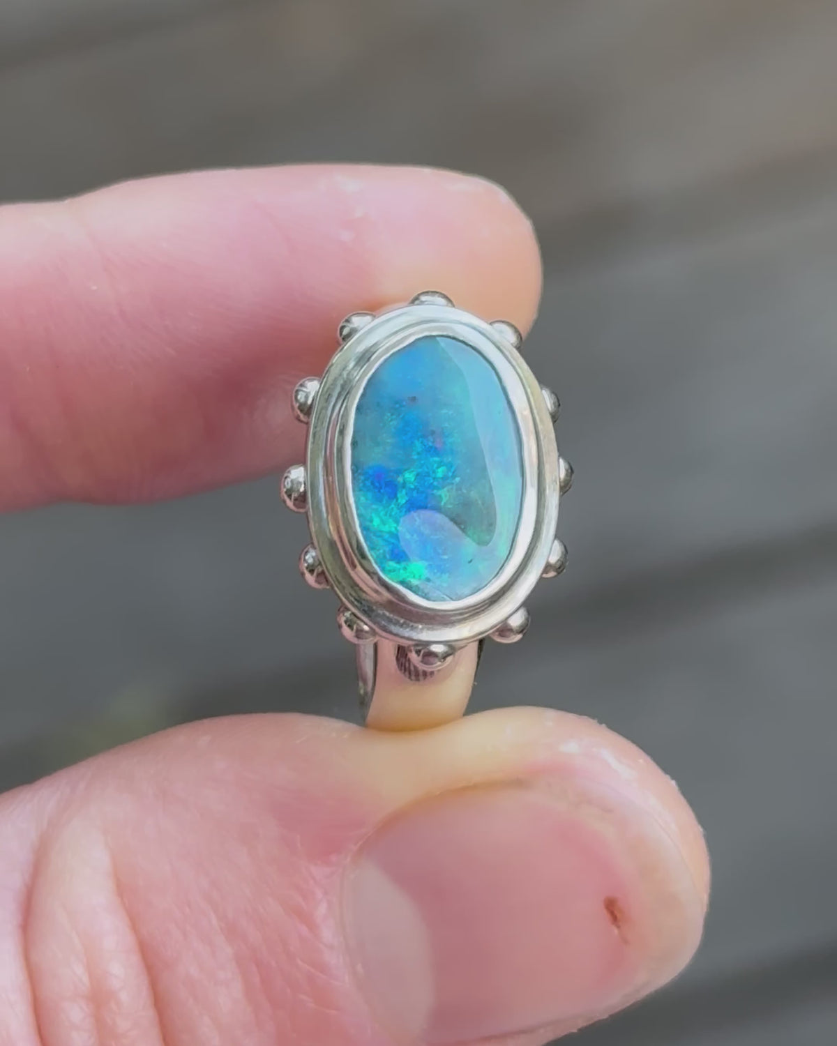 Studded Opal Ring N 1/2