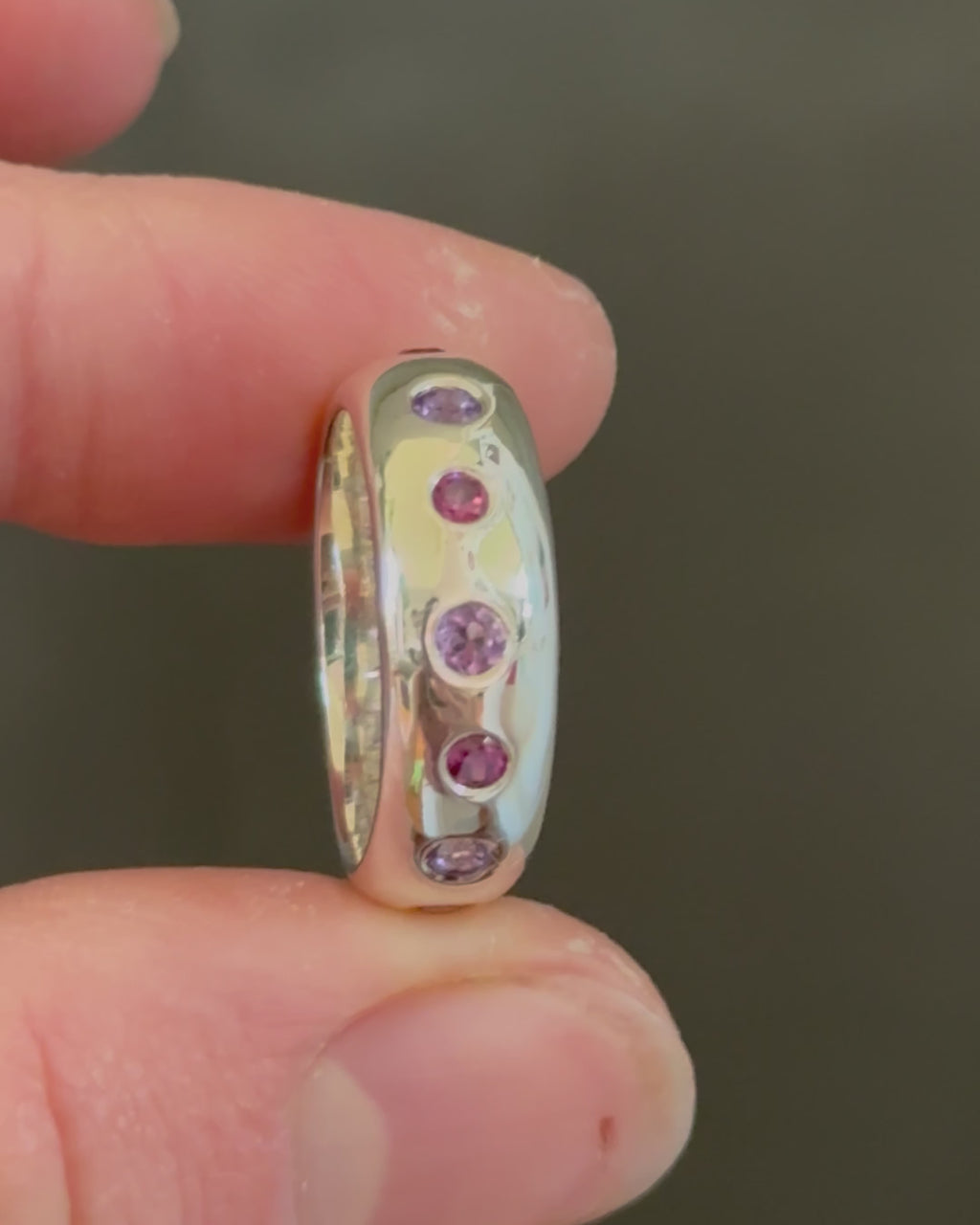 UFO Ring Amethyst & Rhodolite Garnet P 1/2