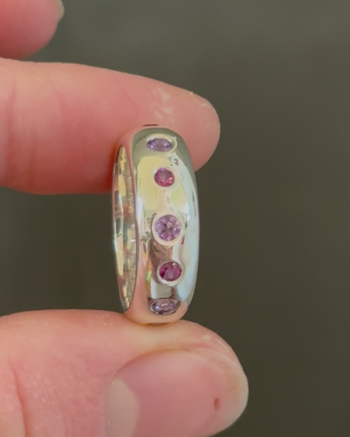 UFO Ring Amethyst & Rhodolite Garnet P 1/2