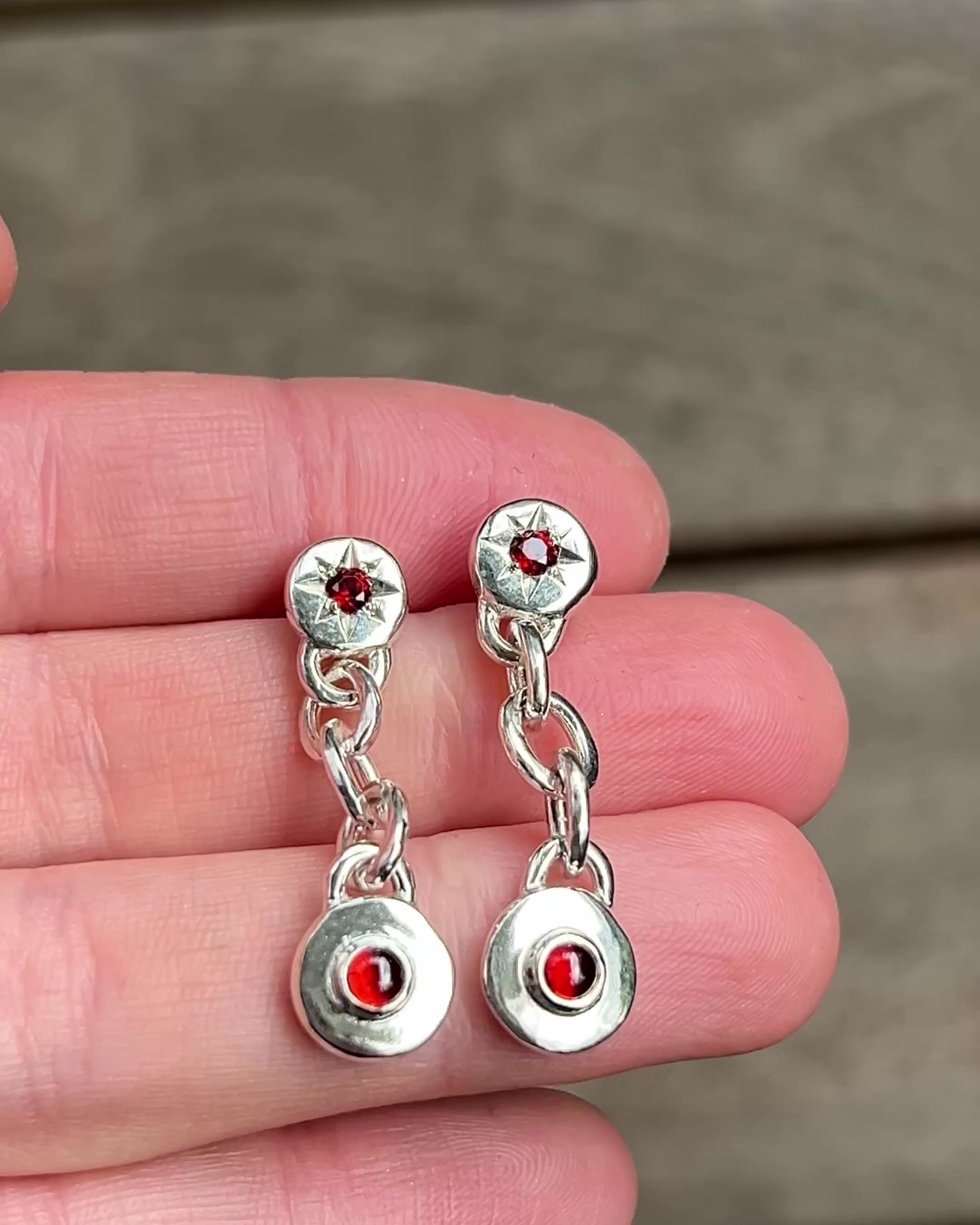 Garnet Chain Earrings